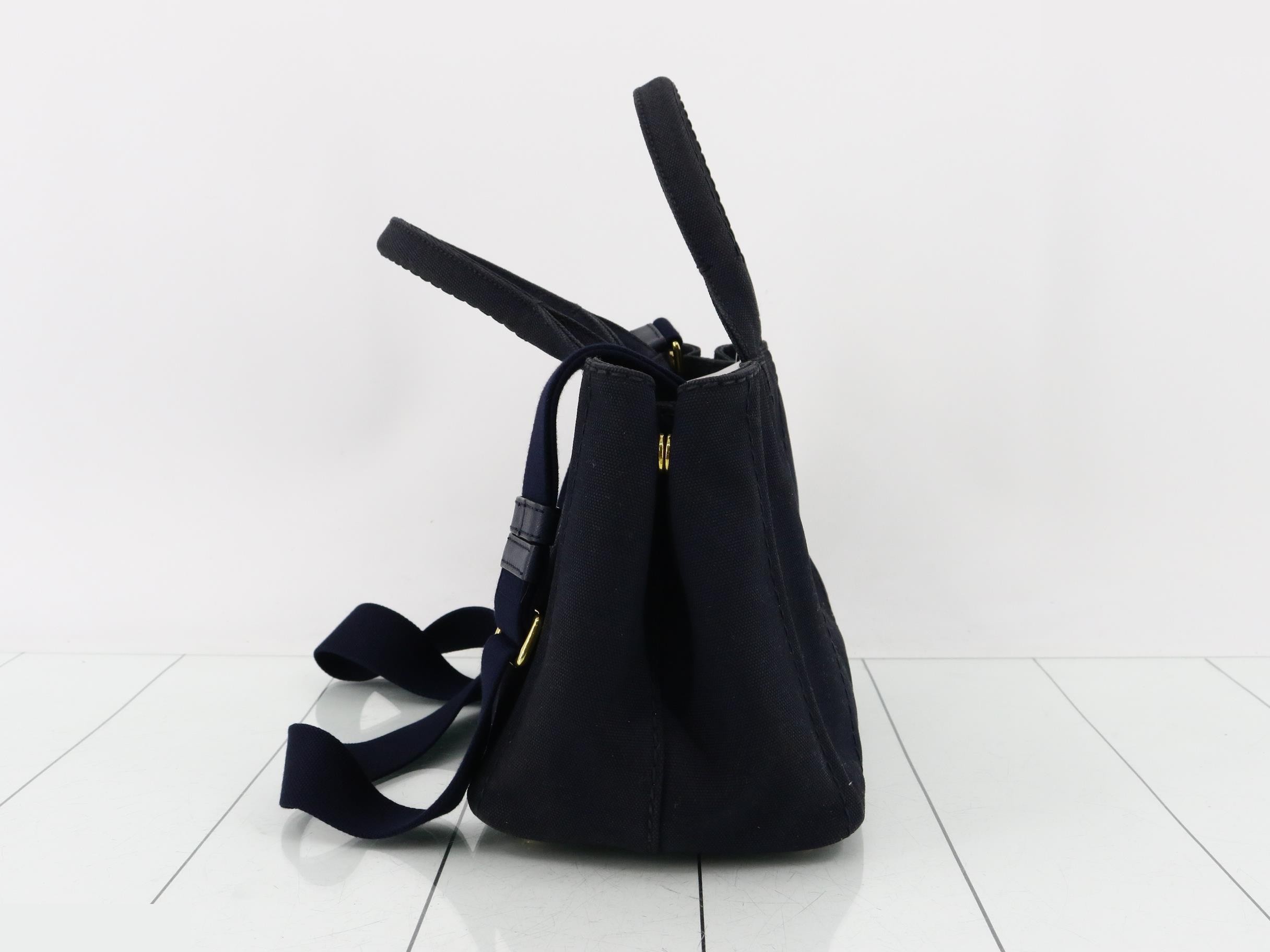 Canapa Mini 2-Way Bag, Navy, with strap, 28 x 19 x 14 cm — view 3