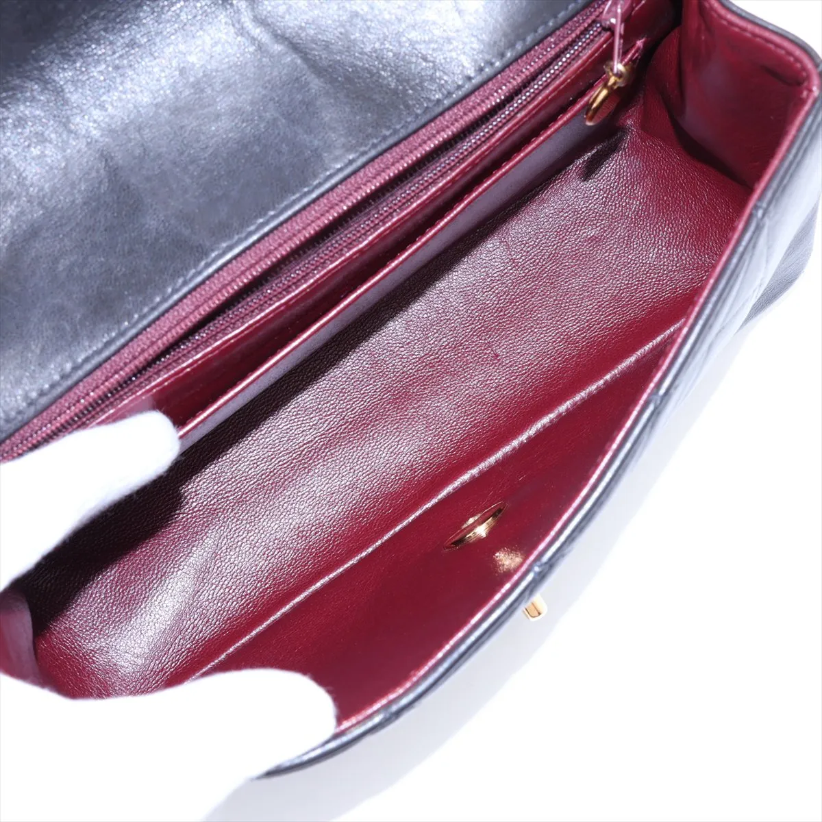 Matelassé Lambskin Single Flap Single Chain Bag, Diana Flap, Black with Gold Hardware, 3728621, Series 3 — view 6