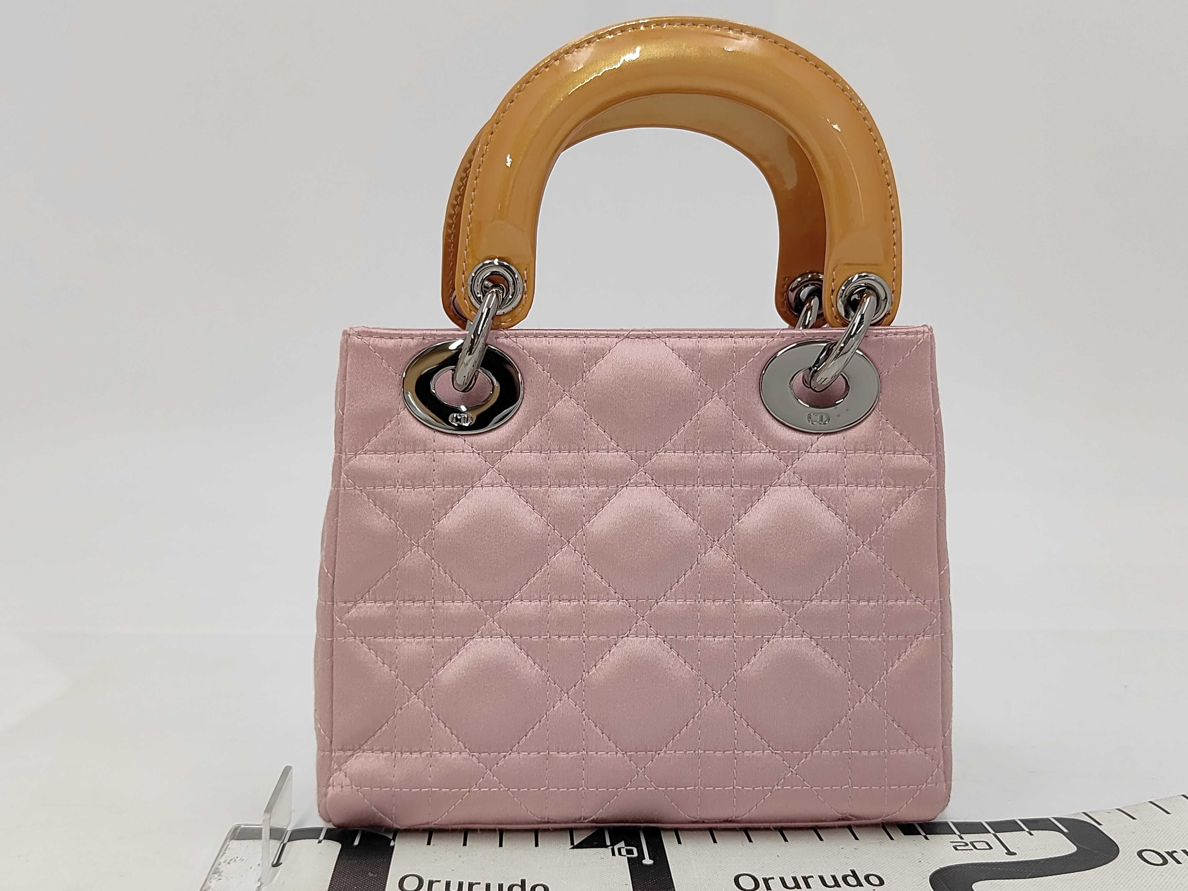Lady Dior Mini Cannage Satin Pink Handbag — view 2