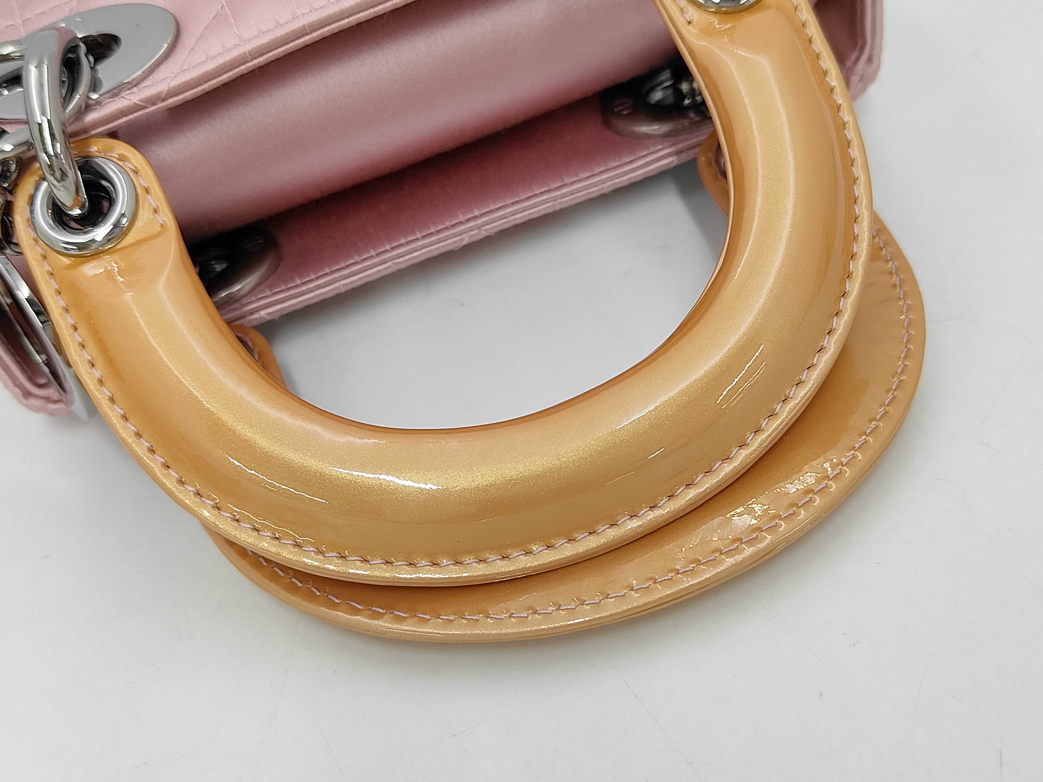 Lady Dior Mini Cannage Satin Pink Handbag — view 5