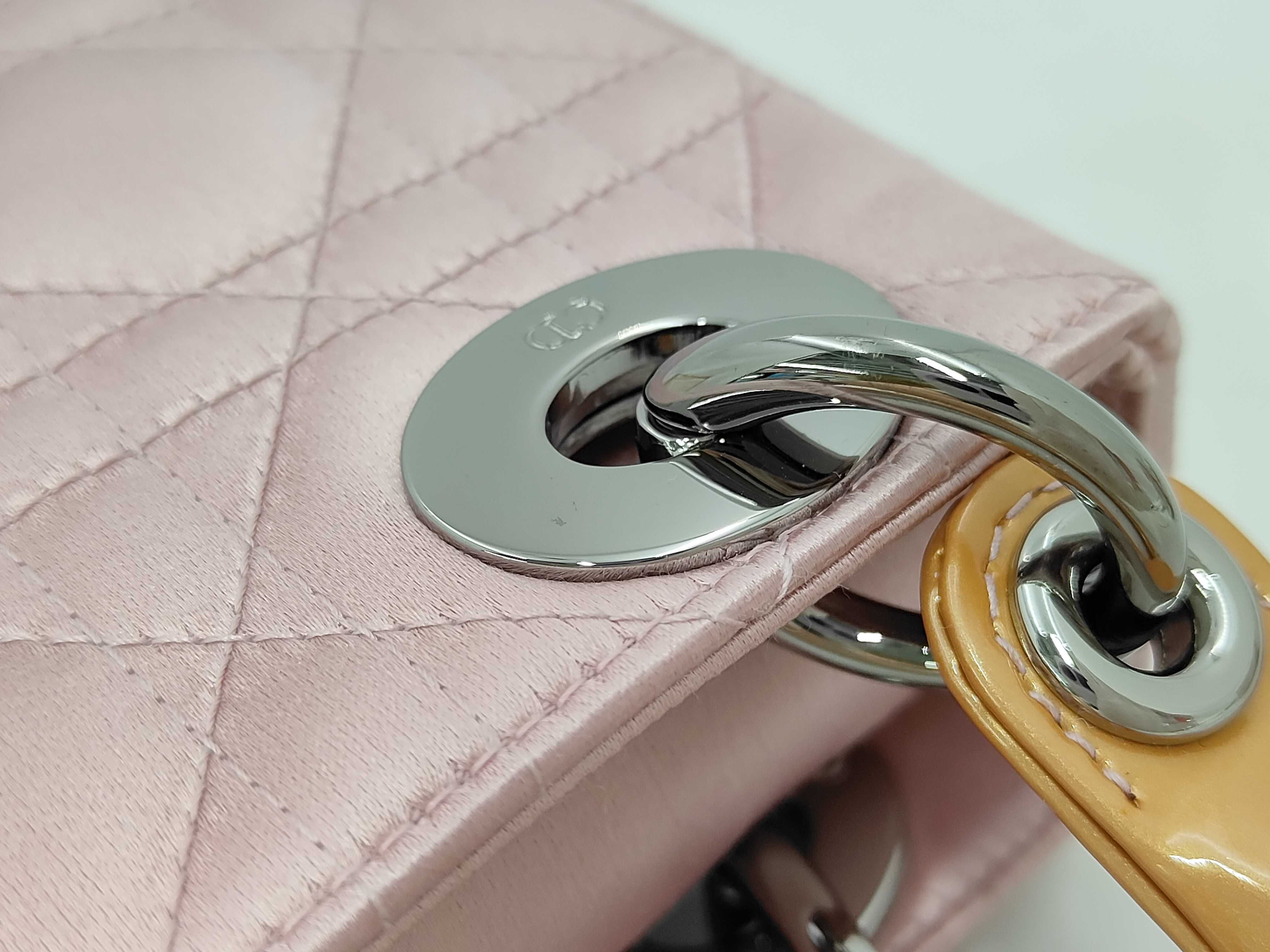 Lady Dior Mini Cannage Satin Pink Handbag — view 7