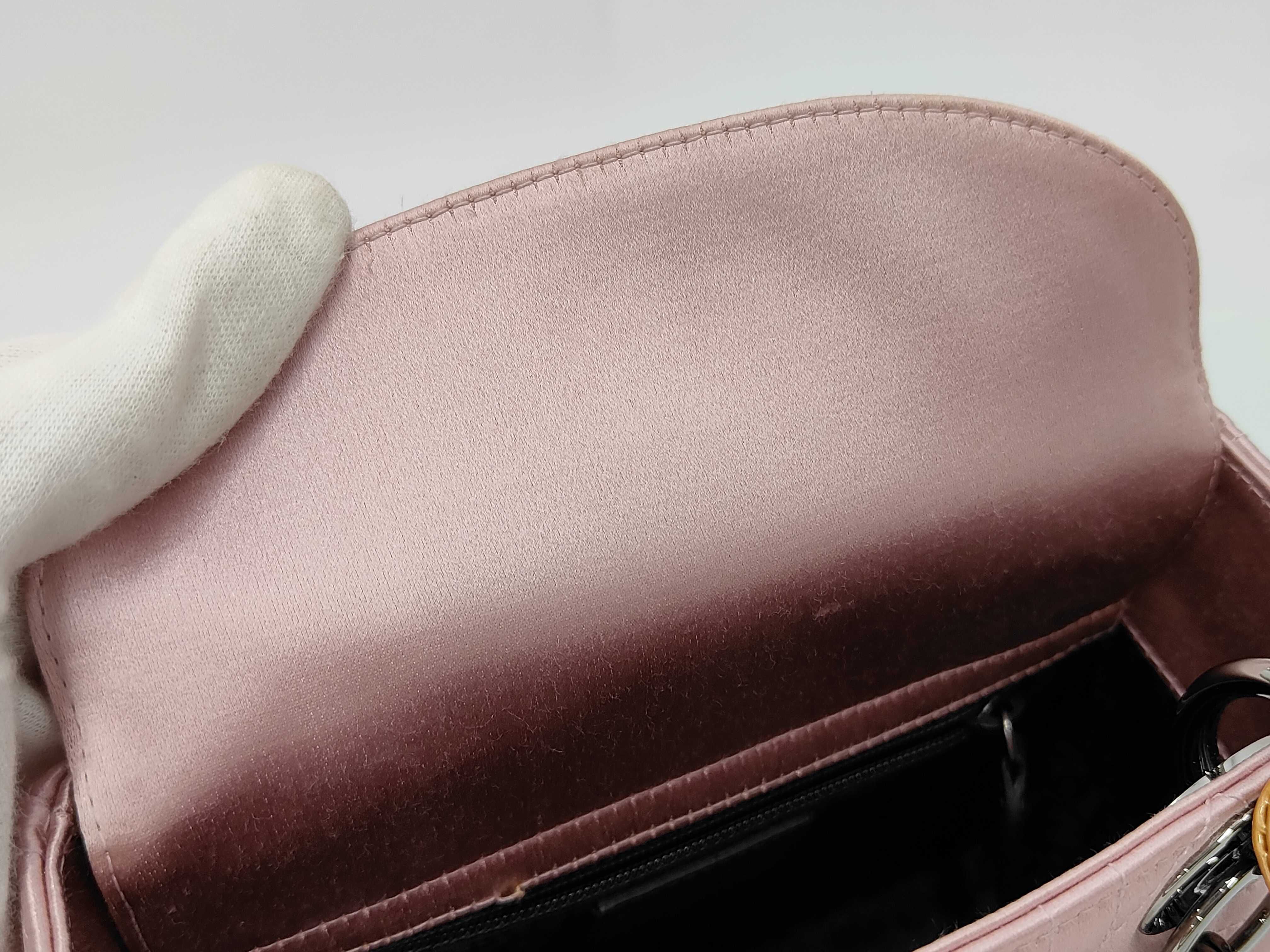 Lady Dior Mini Cannage Satin Pink Handbag — view 10