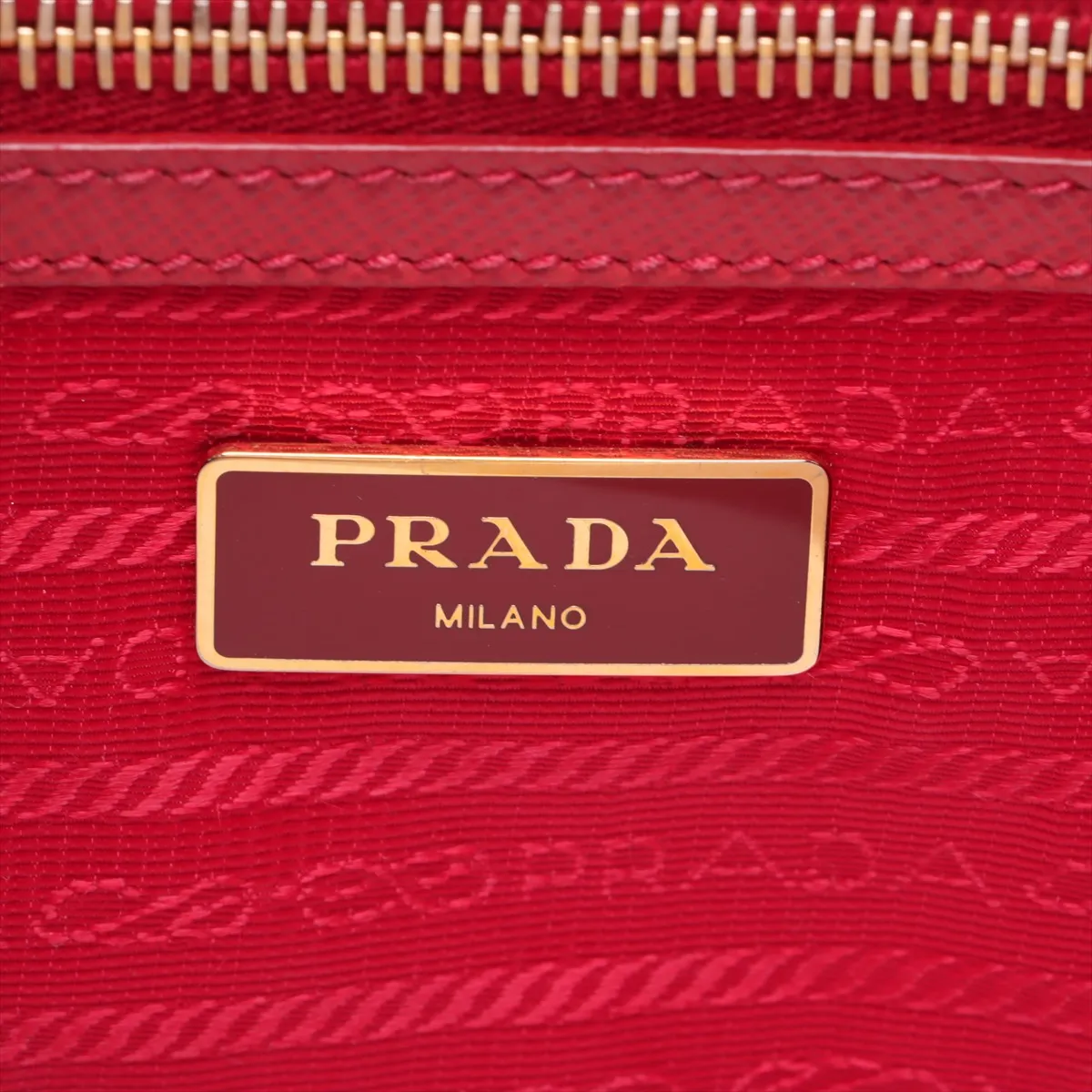 Saffiano Lux Leather 2-Way Handbag, Red, BN1801, Clochette Strap Torn. — view 12