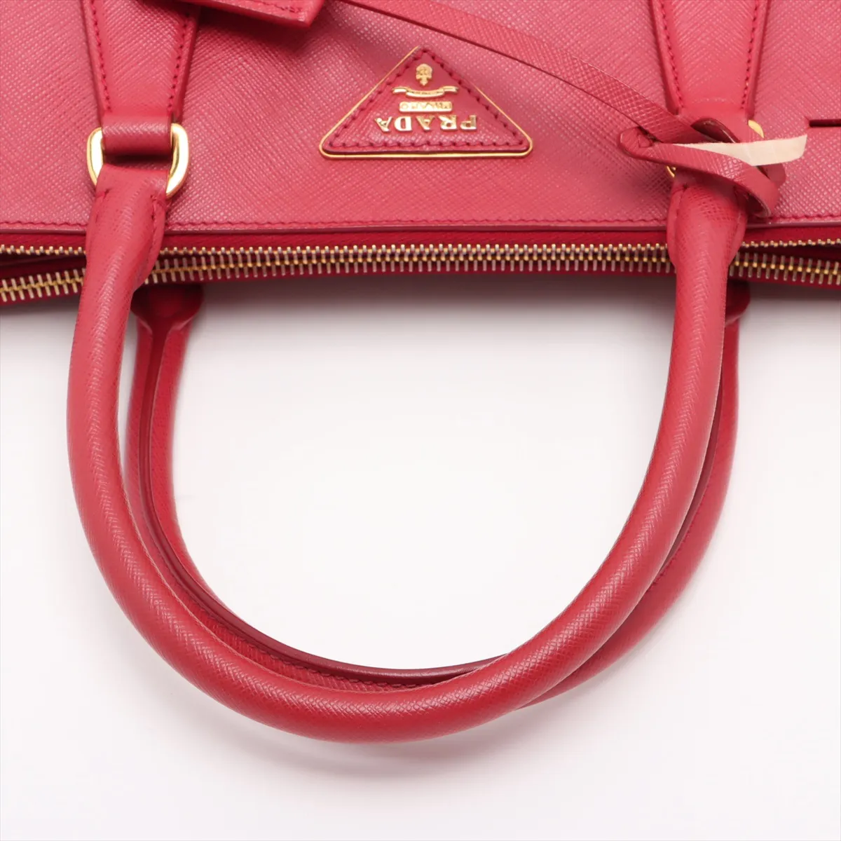 Saffiano Lux Leather 2-Way Handbag, Red, BN1801, Clochette Strap Torn. — view 5