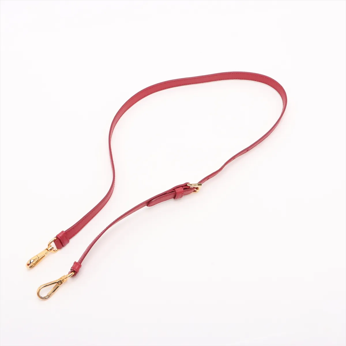 Saffiano Lux Leather 2-Way Handbag, Red, BN1801, Clochette Strap Torn. — view 7