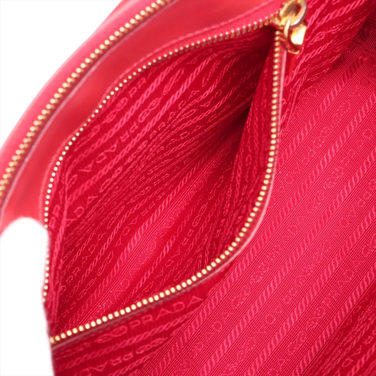 Saffiano Lux Leather 2-Way Handbag, Red, BN1801, Clochette Strap Torn. — view 9