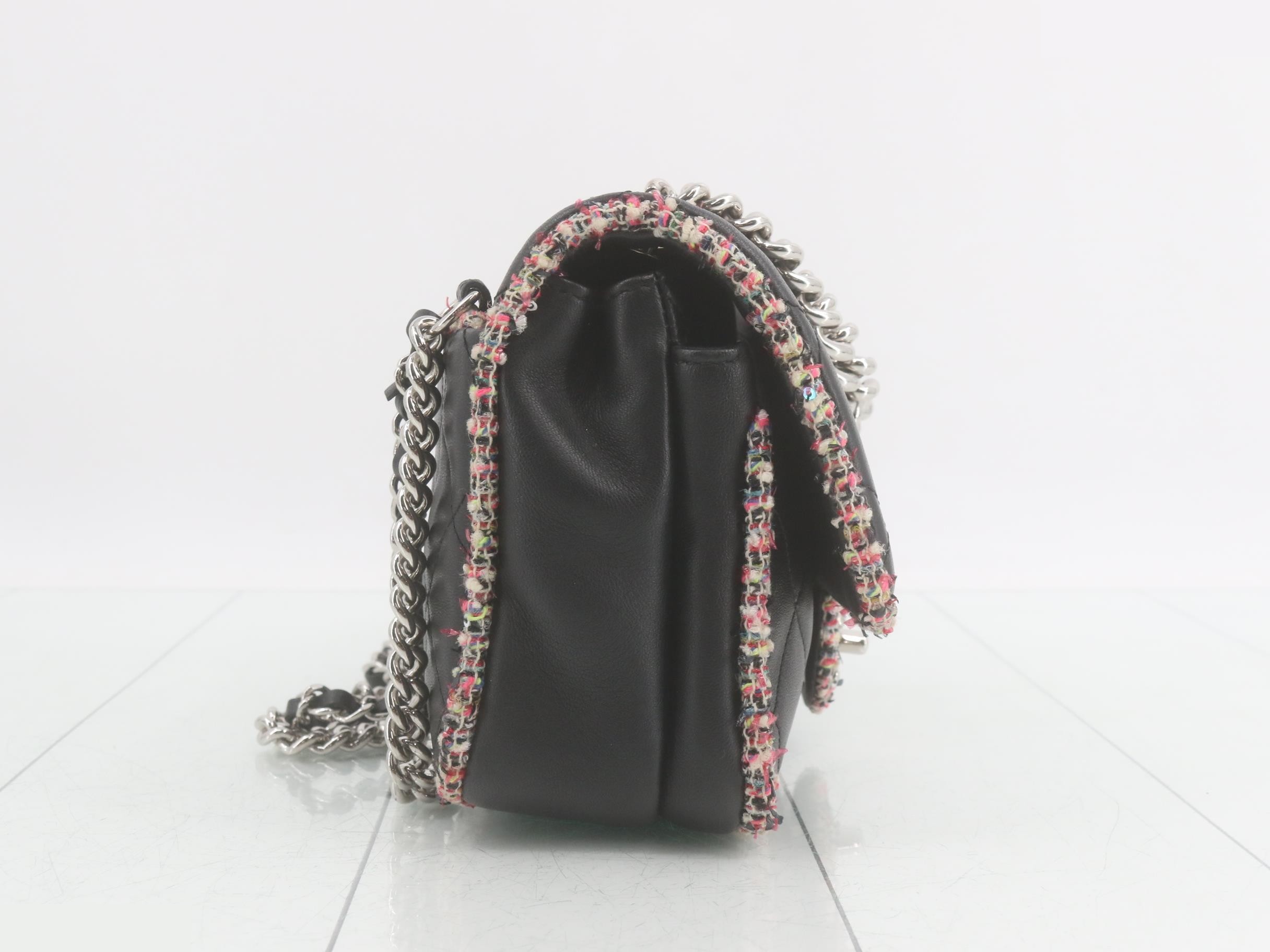 Tweed x Leather Matelassé Shoulder Bag — view 4