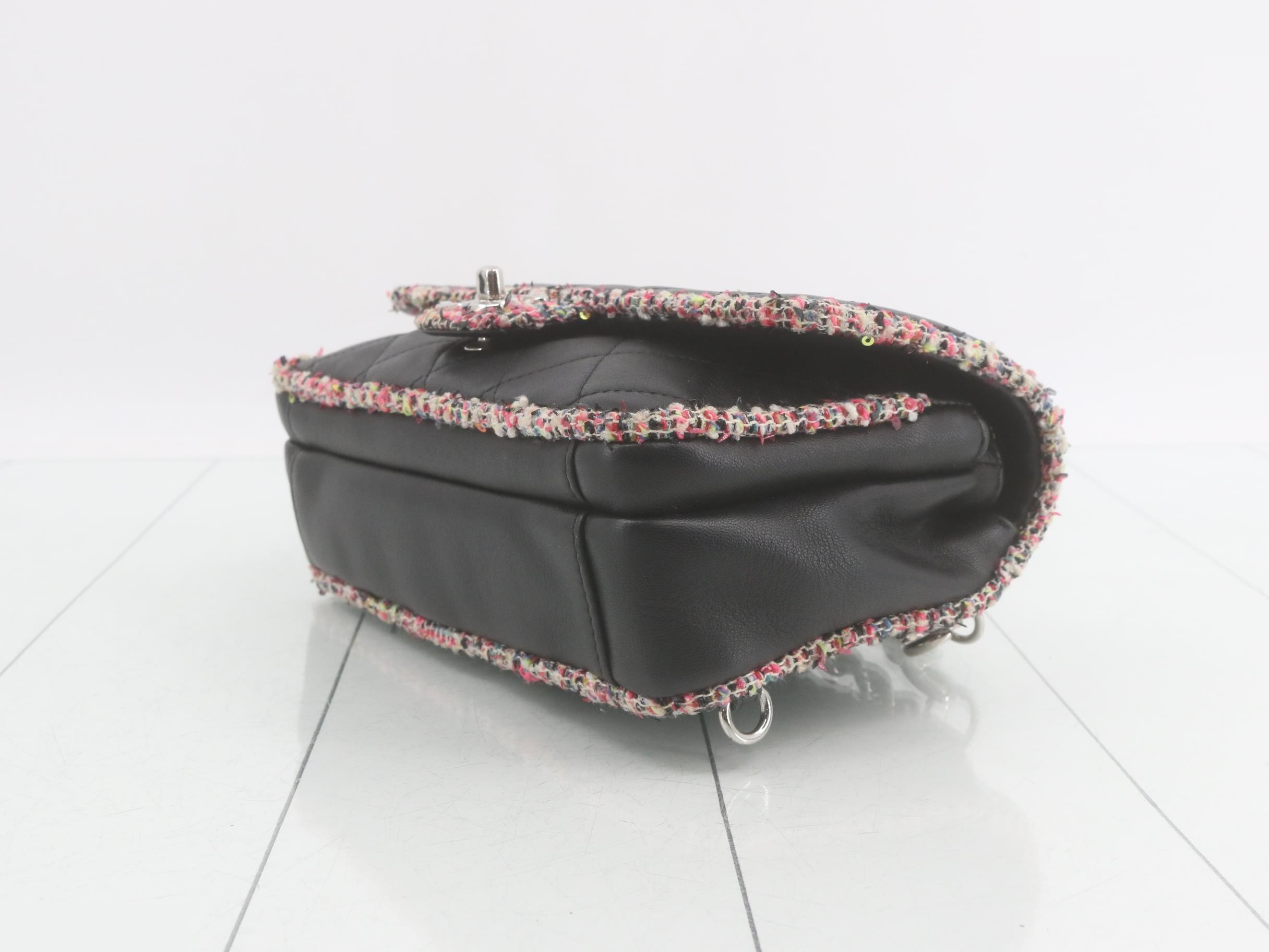 Tweed x Leather Matelassé Shoulder Bag — view 6