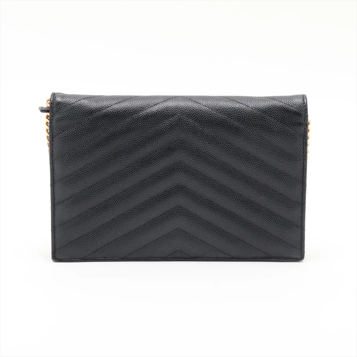 Cassandra Leather Chain Wallet, Black, 393953 — view 2