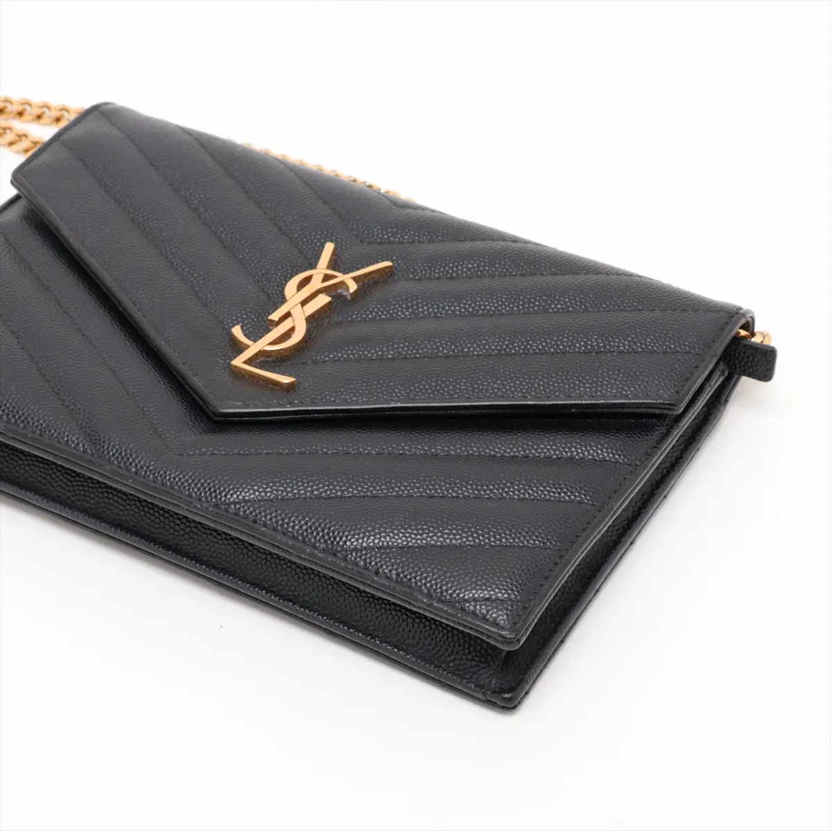 Cassandra Leather Chain Wallet, Black, 393953 — view 3