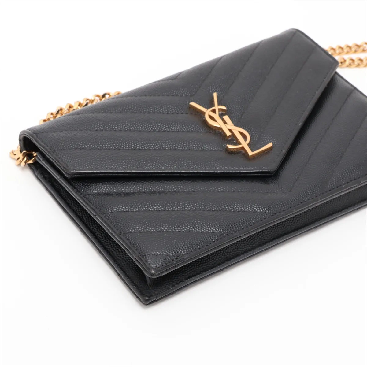 Cassandra Leather Chain Wallet, Black, 393953 — view 4