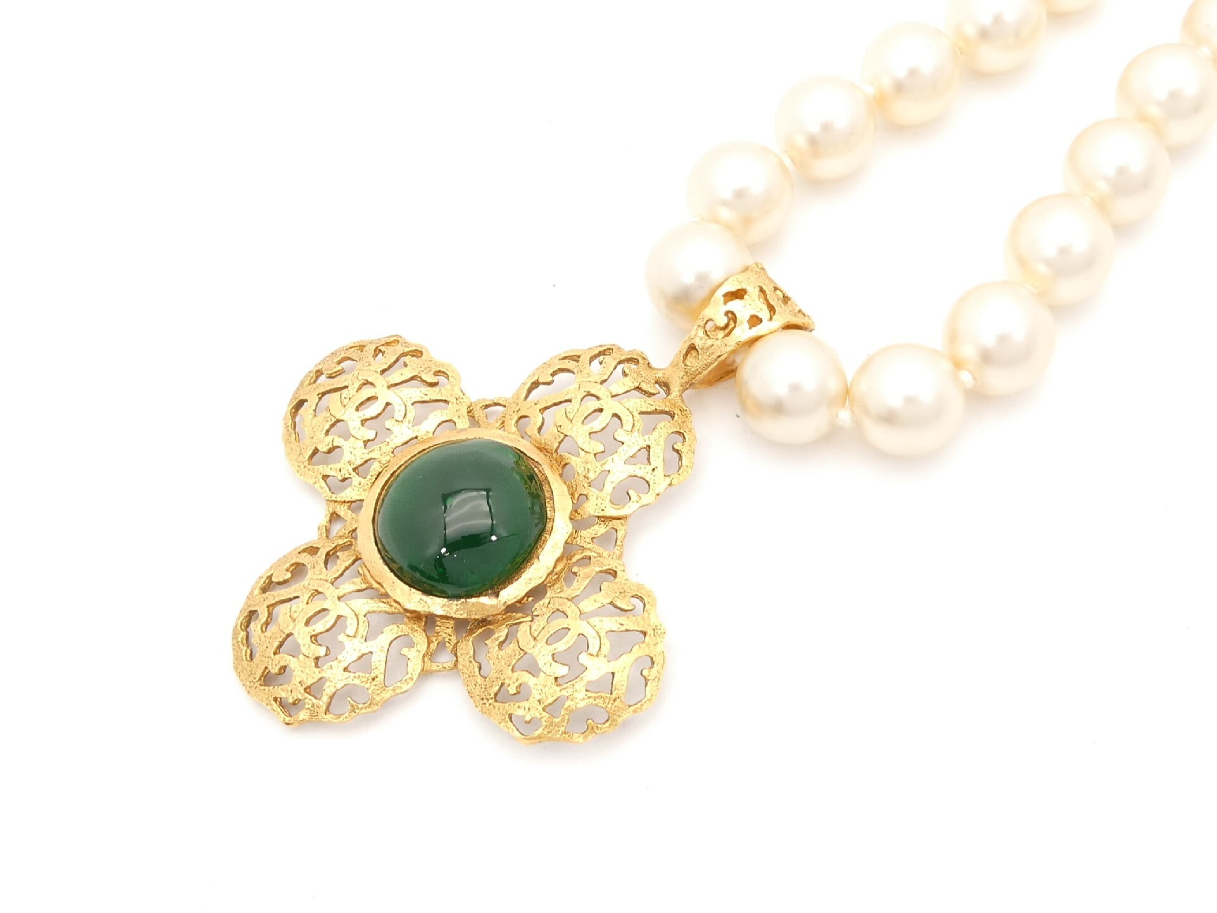 Coco Mark Pearl Gold Necklace — view 3