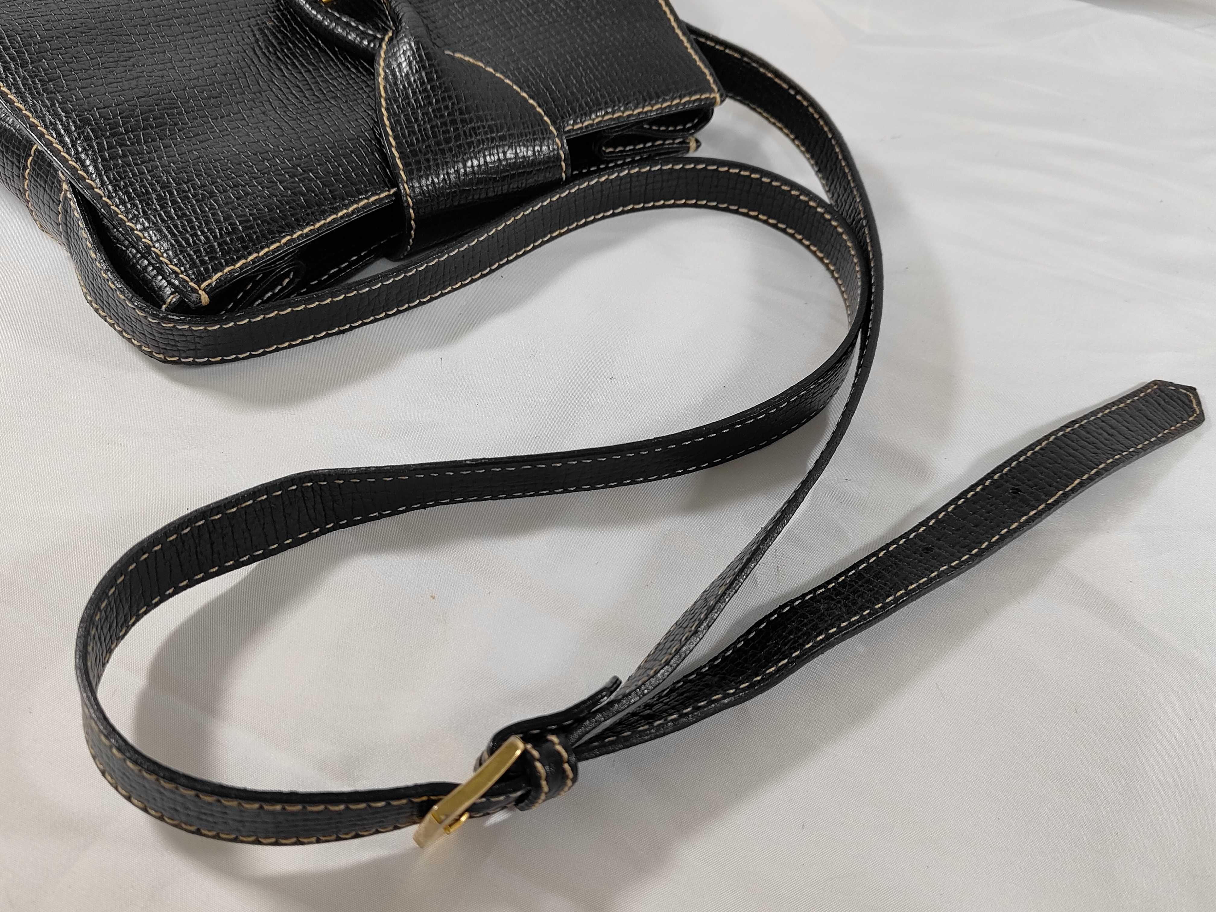 shoulder bag, turn-lock closure, leather, black. — view 3