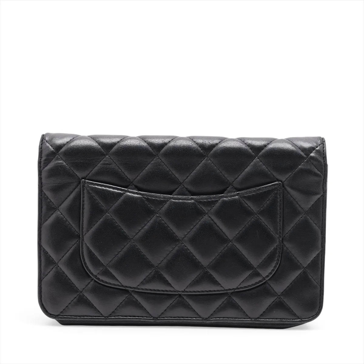 Matelassé Lambskin Chain Wallet, Black, Silver Hardware, 15432509, Serial Number 15 — view 2