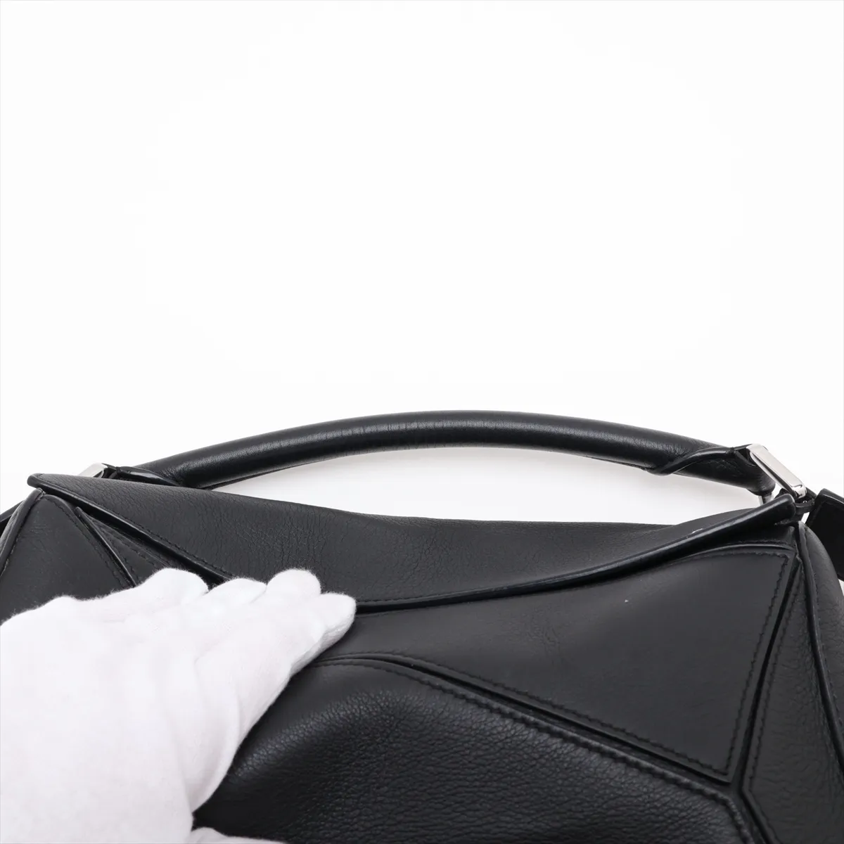 Puzzle Bag Small Leather 2-Way Handbag Black — view 6