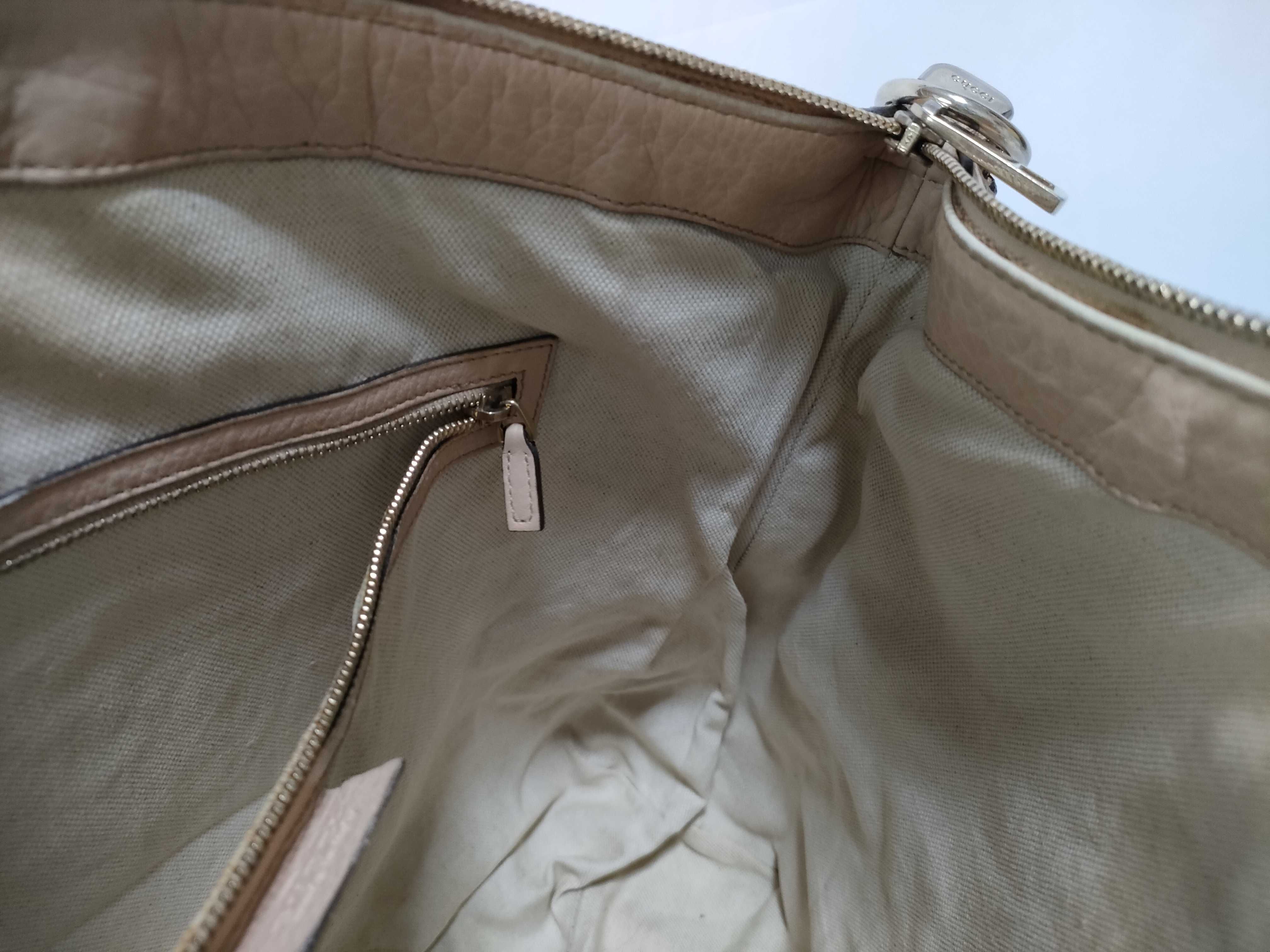 Nude Pink Leather Tote Bag with Long Shoulder Strap (Handbag) — view 15