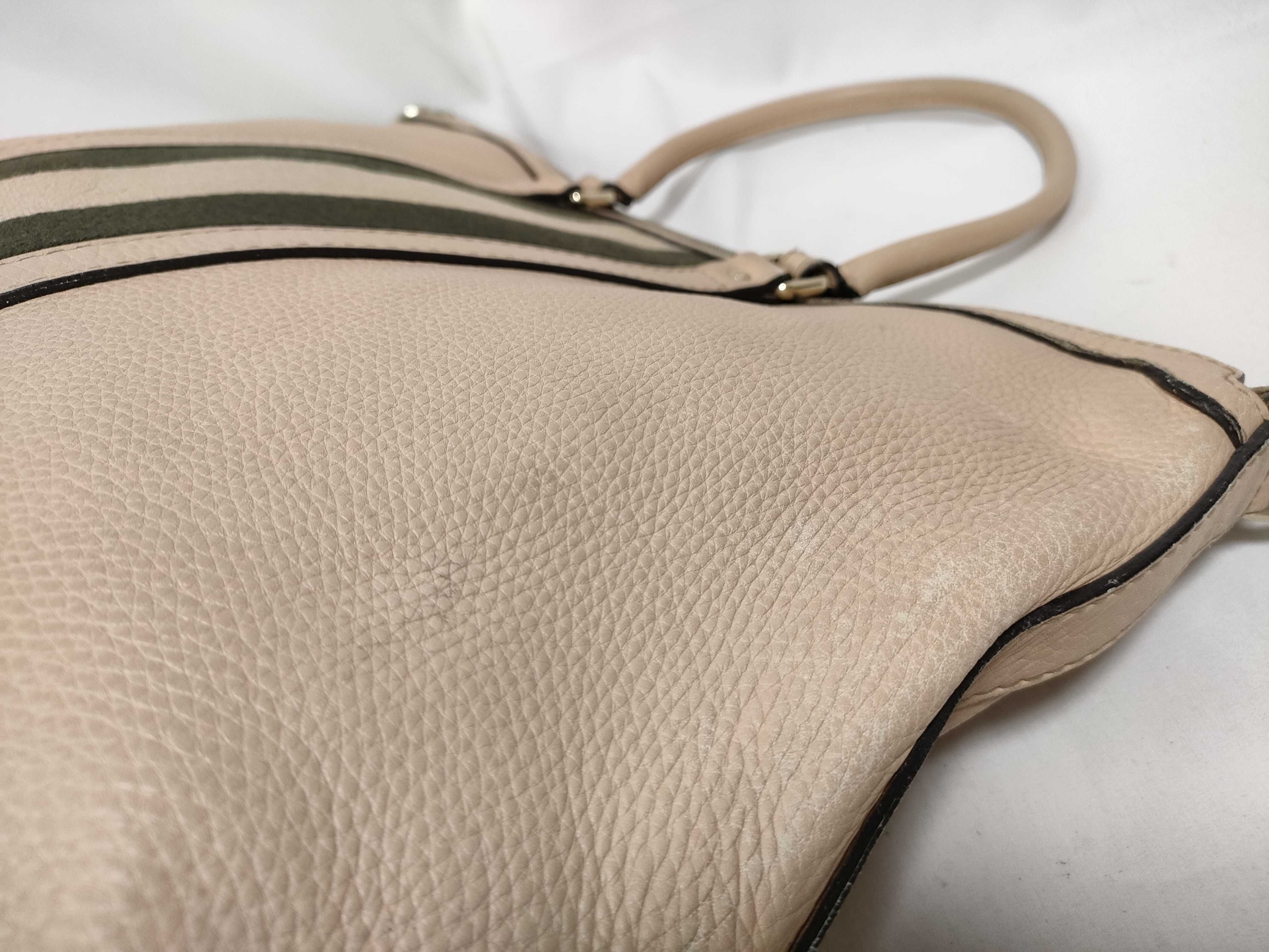 Nude Pink Leather Tote Bag with Long Shoulder Strap (Handbag) — view 6