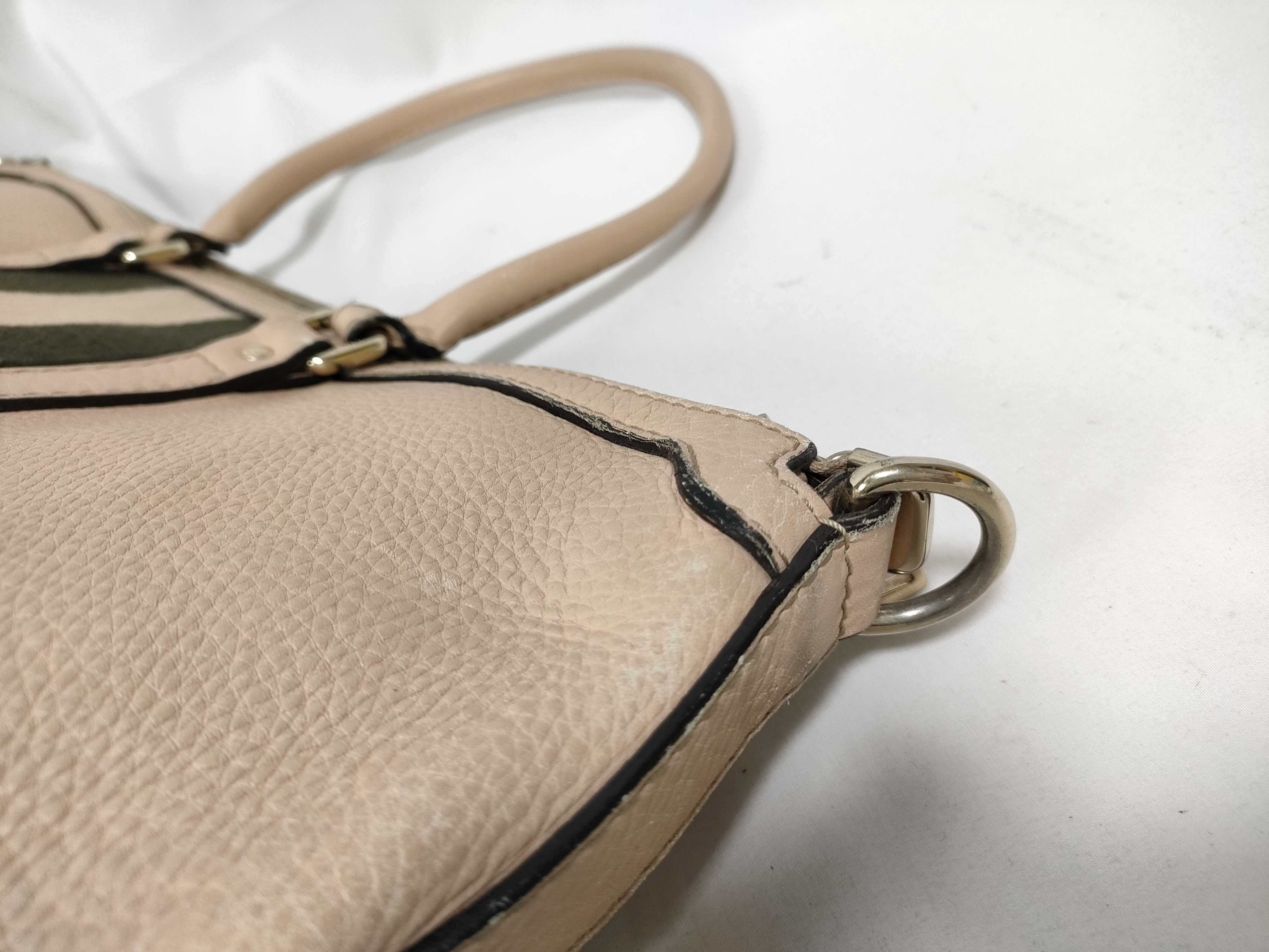 Nude Pink Leather Tote Bag with Long Shoulder Strap (Handbag) — view 7