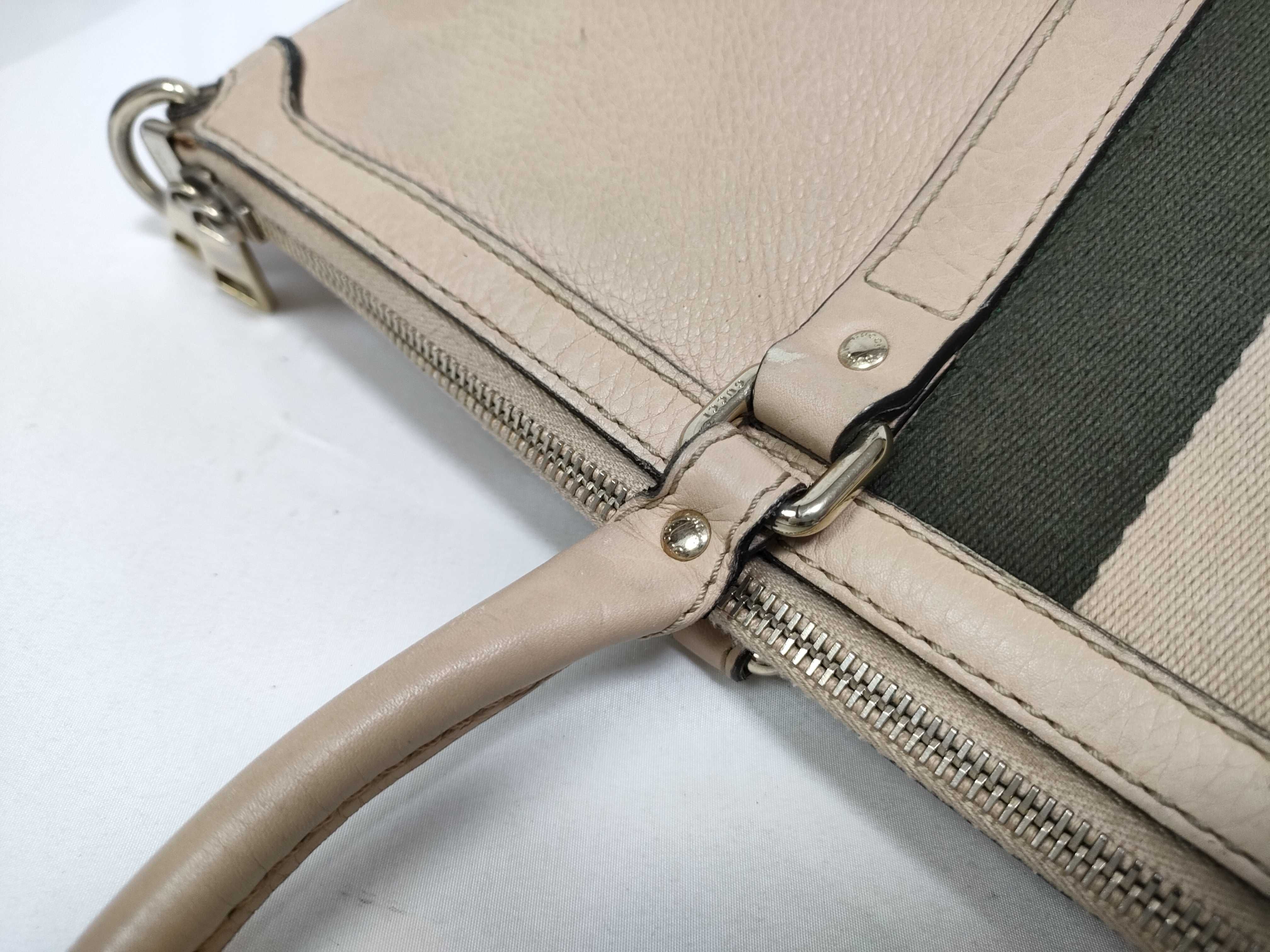 Nude Pink Leather Tote Bag with Long Shoulder Strap (Handbag) — view 10