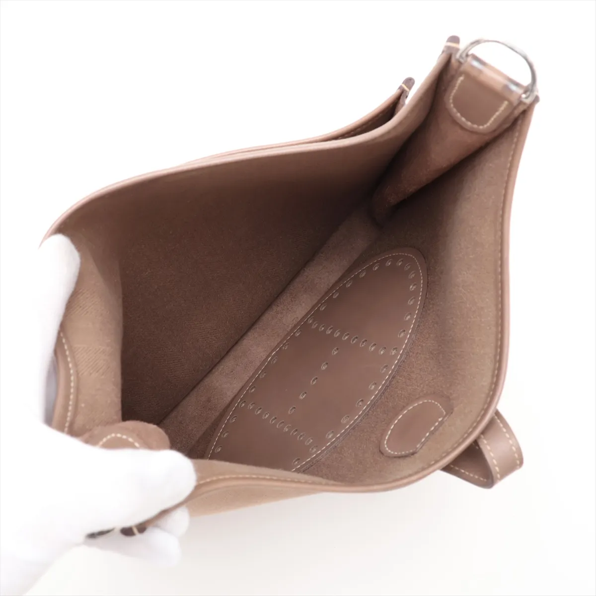 Evelyne II 29 PM Toile Chevron x Veau Swift Etoupe Silver Hardware J: 2006 — view 6