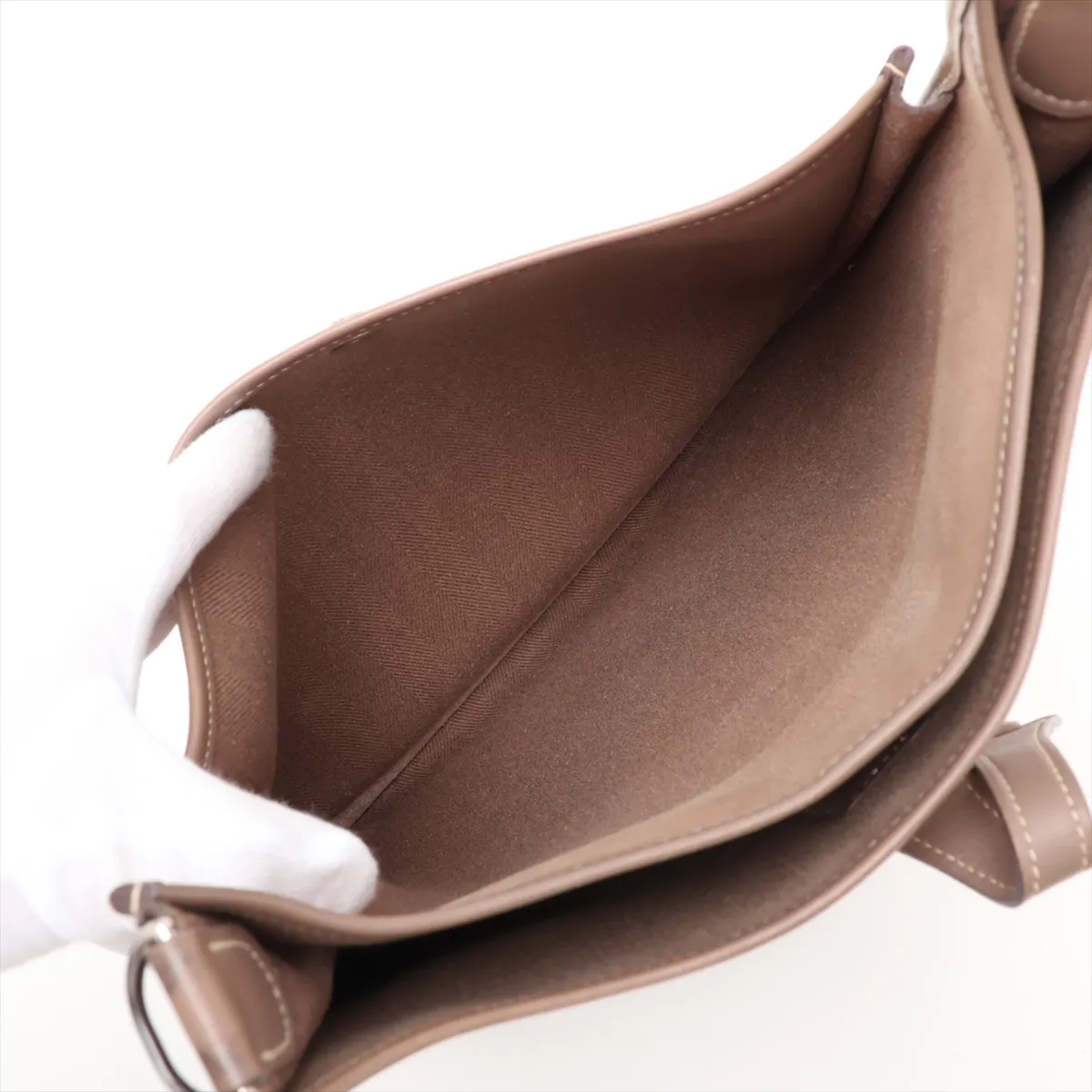 Evelyne II 29 PM Toile Chevron x Veau Swift Etoupe Silver Hardware J: 2006 — view 7