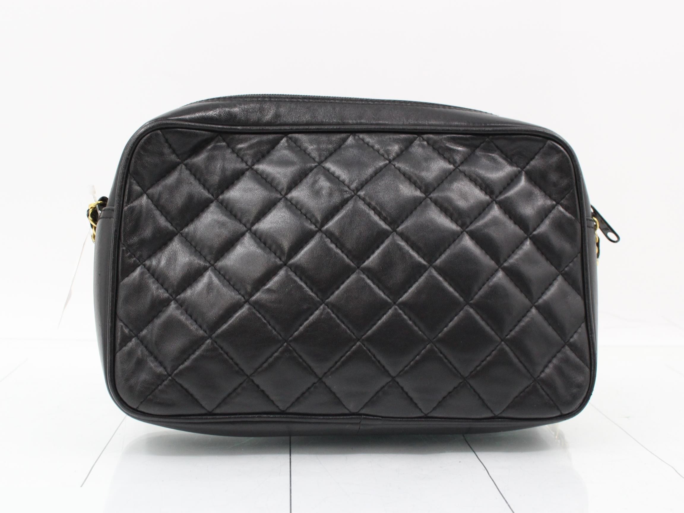 Chain Shoulder Bag Quilted Leather Black — view 2