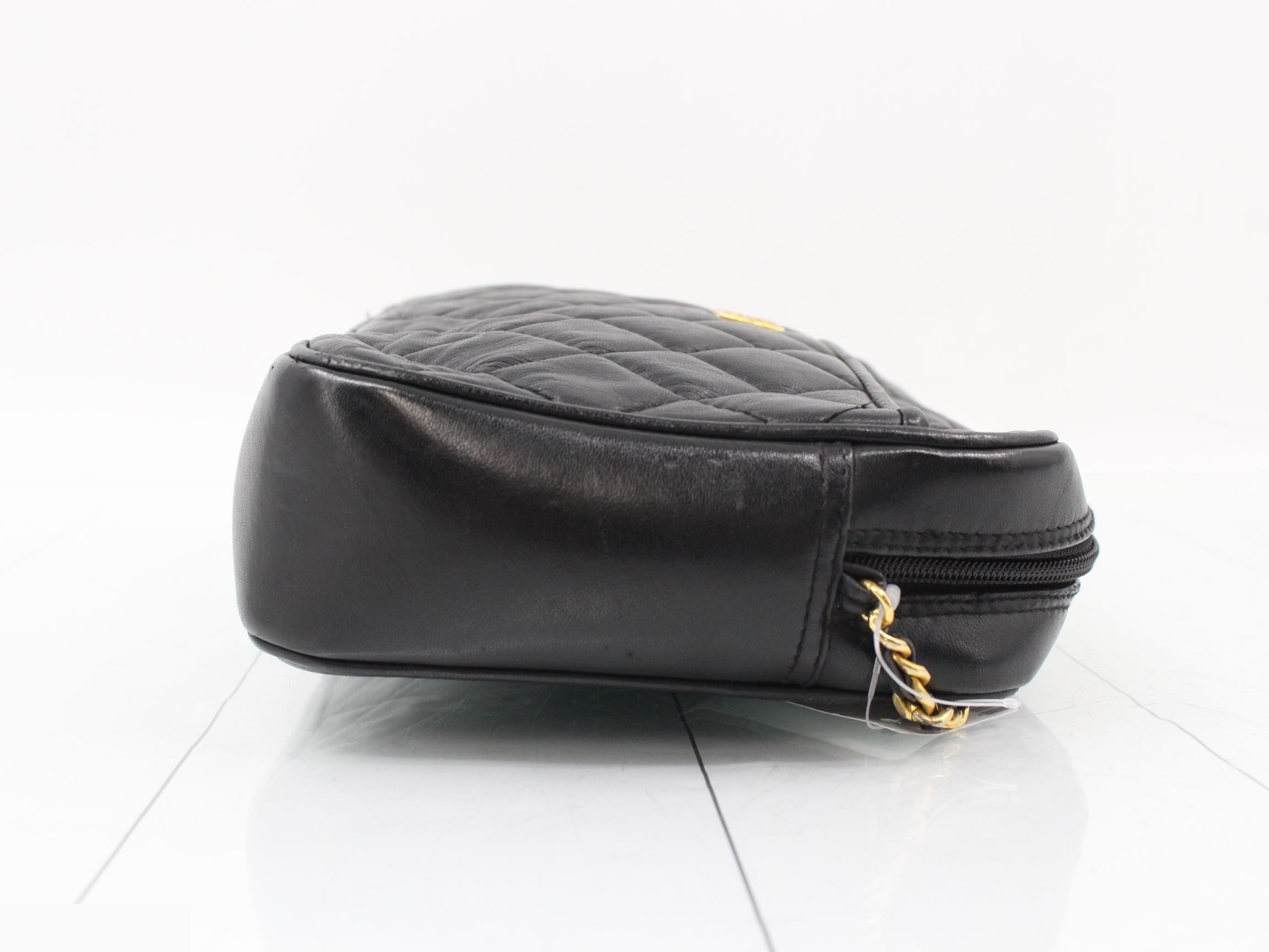 Chain Shoulder Bag Quilted Leather Black — view 3