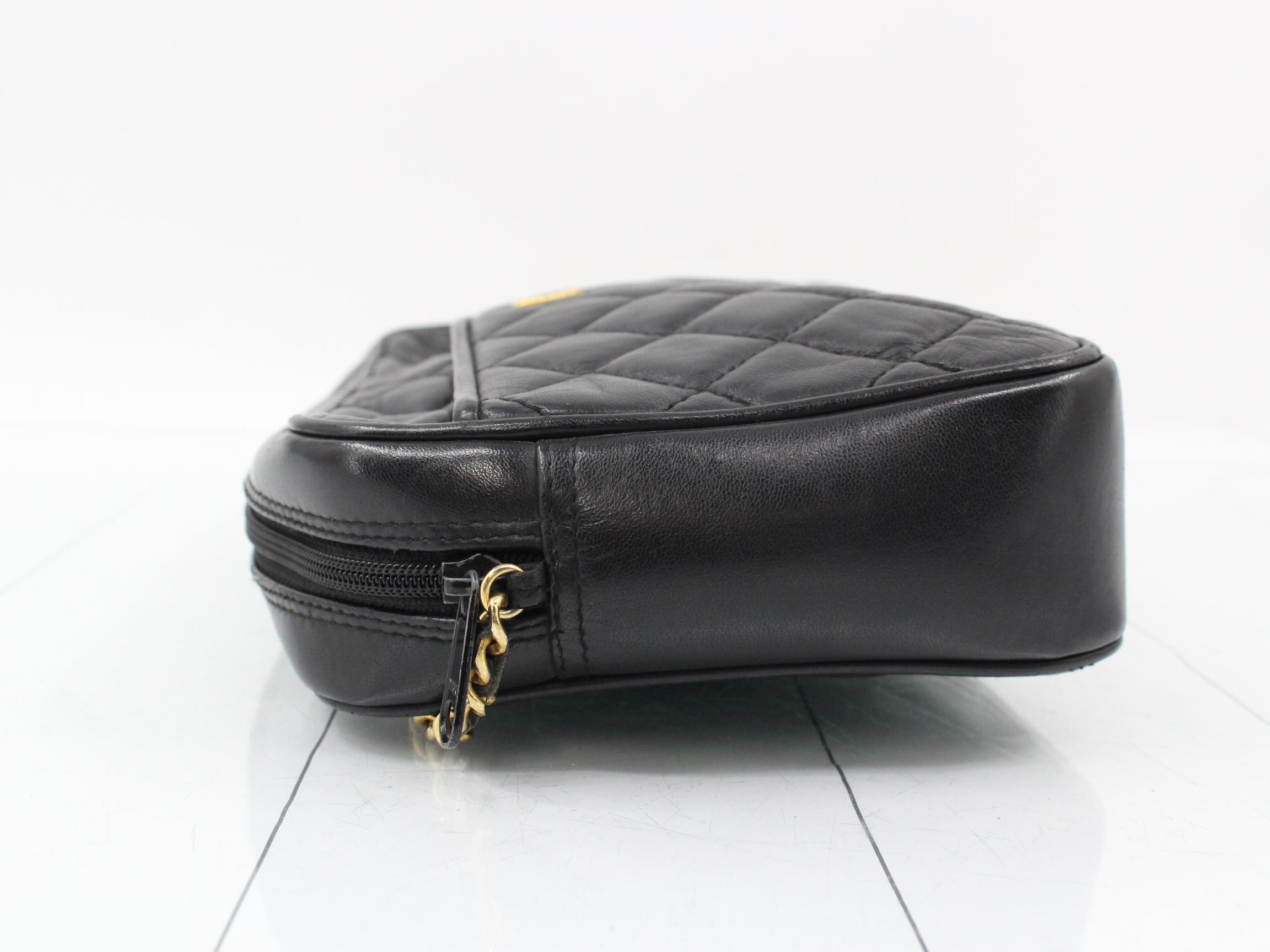 Chain Shoulder Bag Quilted Leather Black — view 4