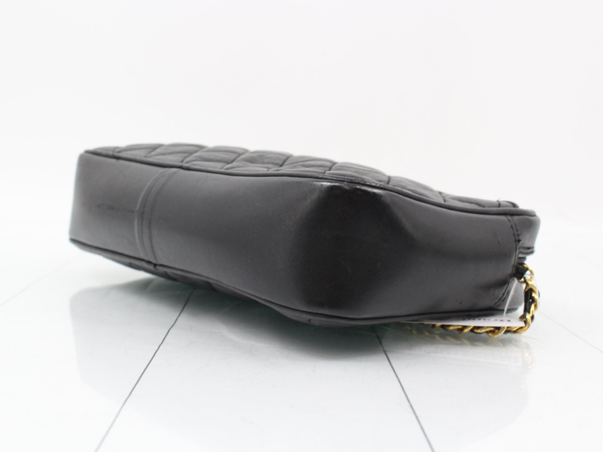 Chain Shoulder Bag Quilted Leather Black — view 6