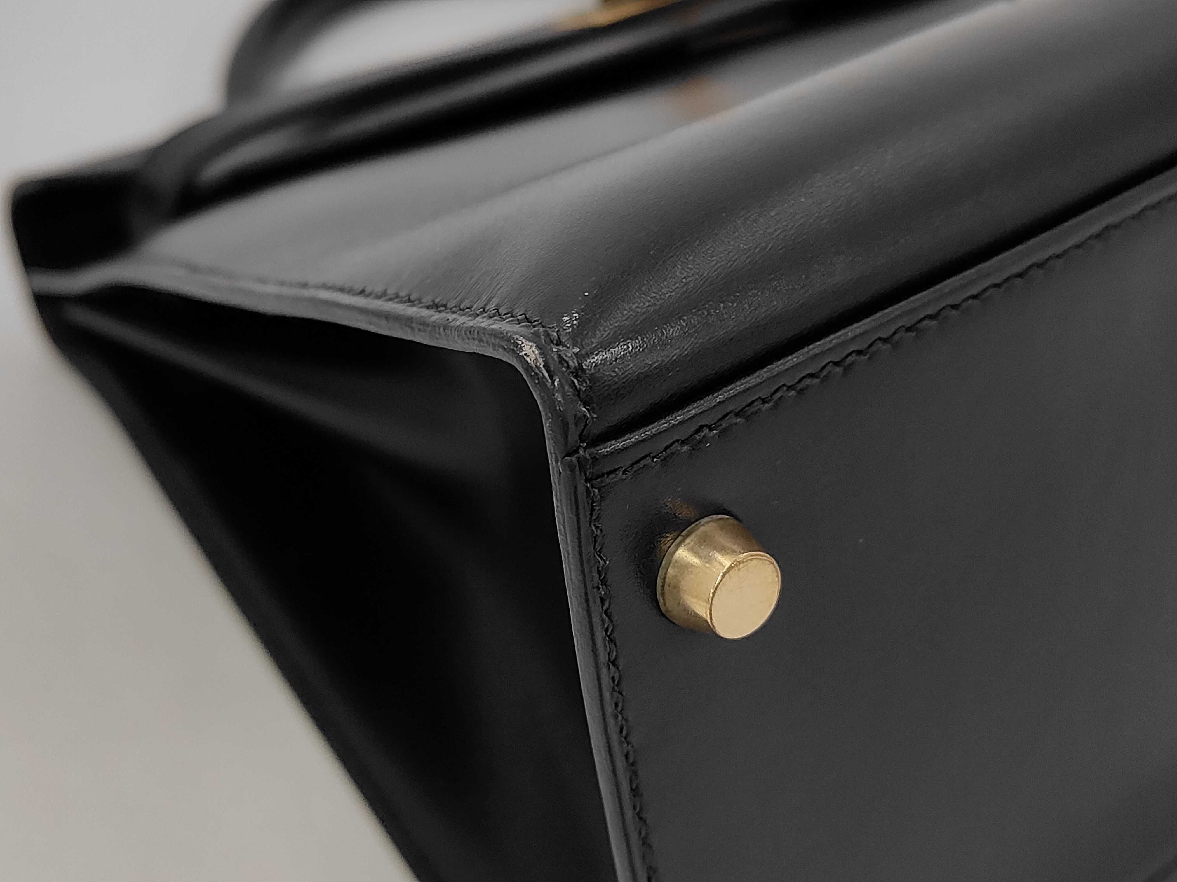 Kelly 32 Sellier Box Calf Black Gold Hardware E Handbag — view 6