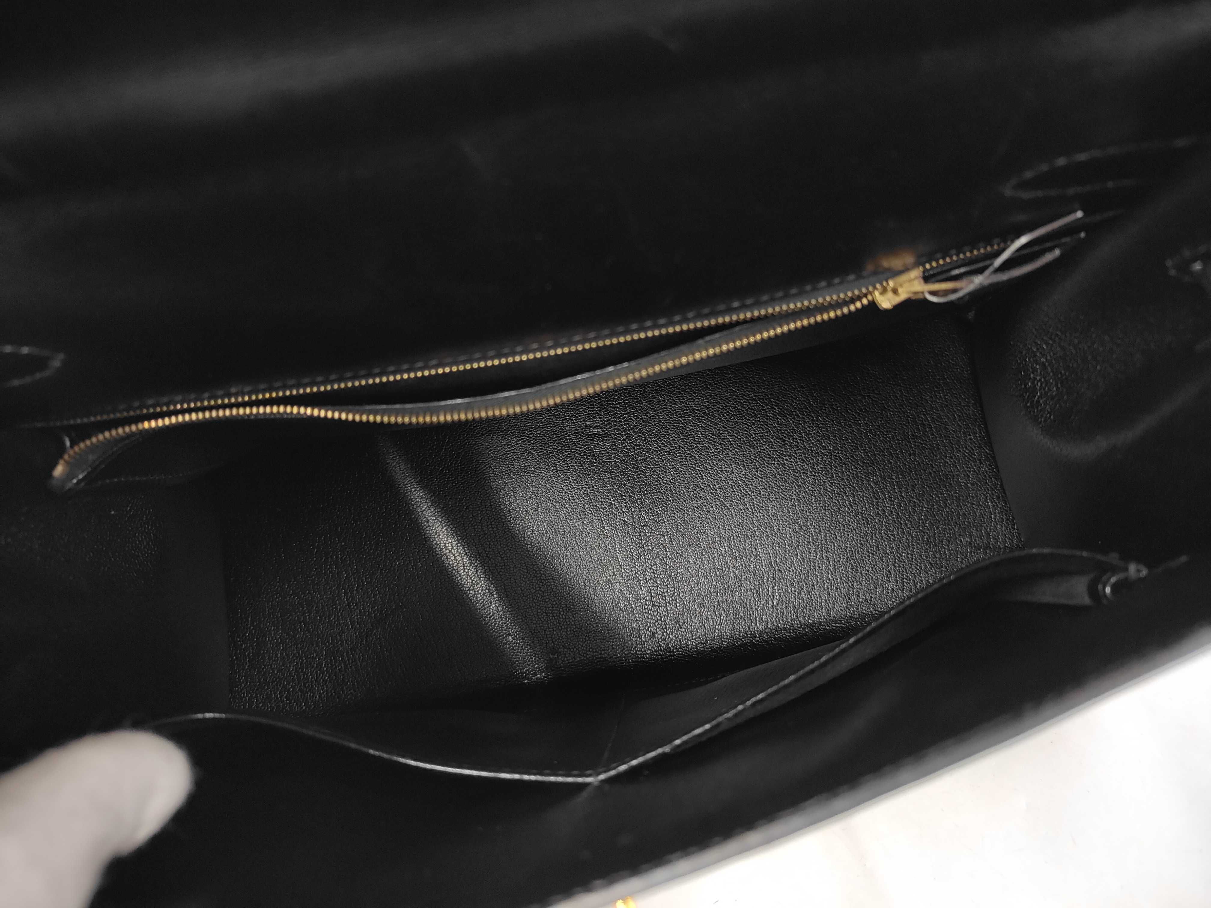 Kelly 32 Sellier Box Calf Black Gold Hardware E Handbag — view 9