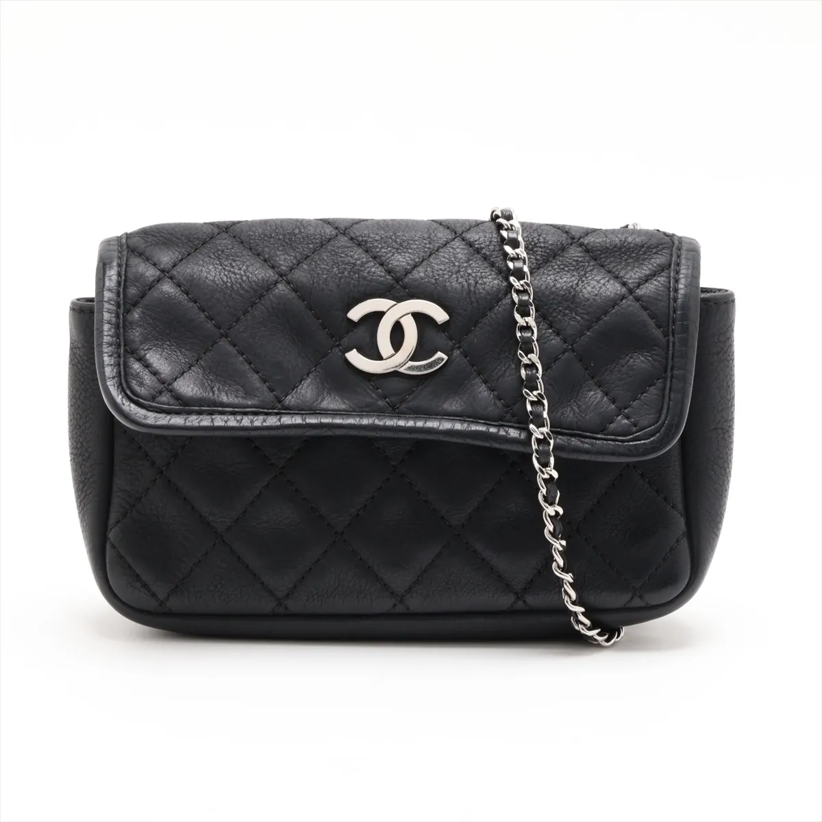 Matelassé Lambskin Chain Shoulder Bag, Black with Silver Hardware, 15992941 (Serial Number 15)