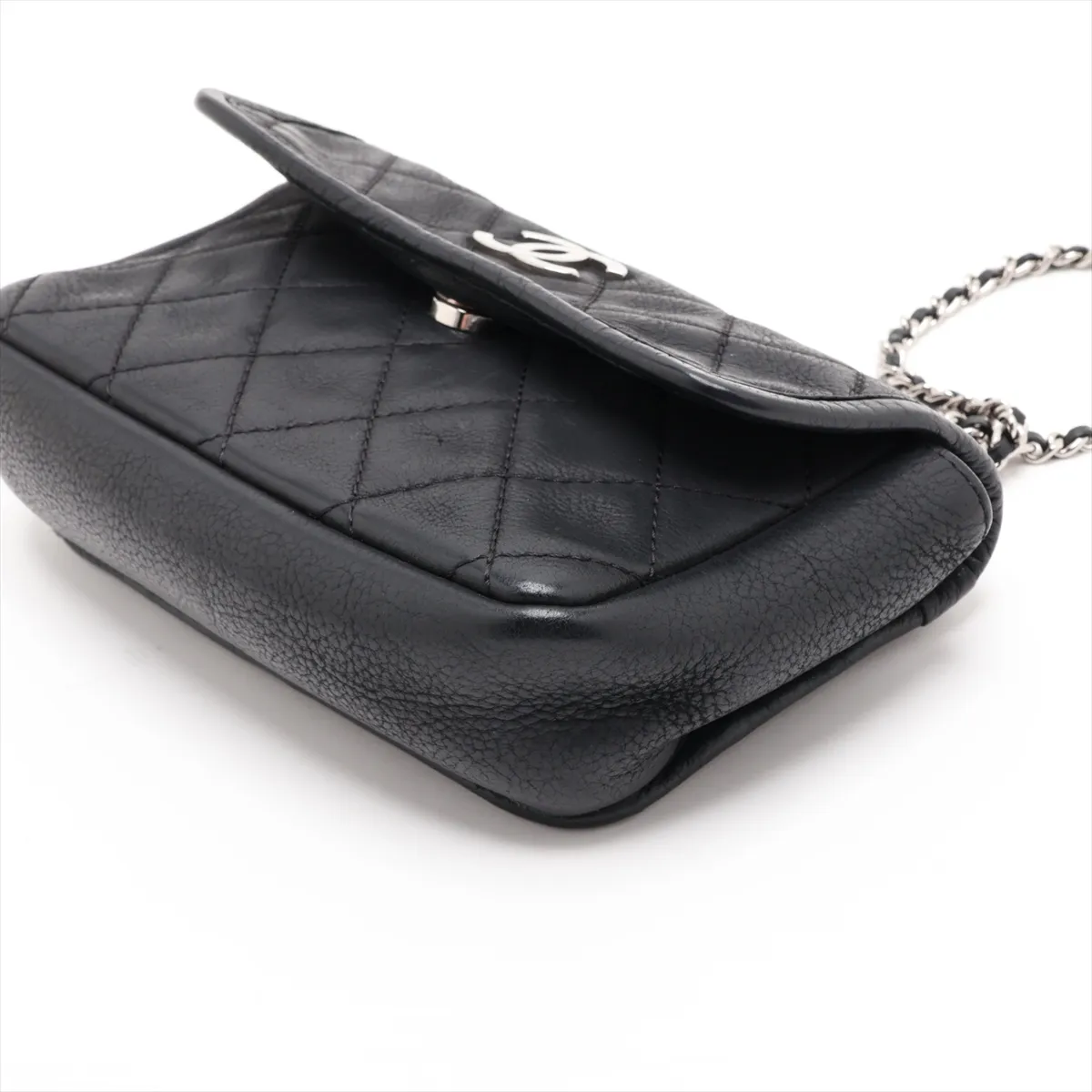 Matelassé Lambskin Chain Shoulder Bag, Black with Silver Hardware, 15992941 (Serial Number 15) — view 3