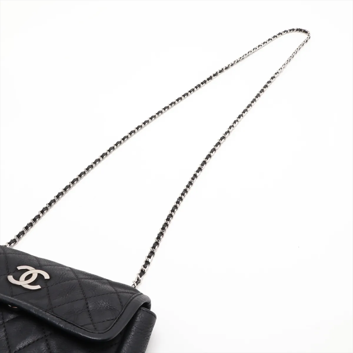 Matelassé Lambskin Chain Shoulder Bag, Black with Silver Hardware, 15992941 (Serial Number 15) — view 5