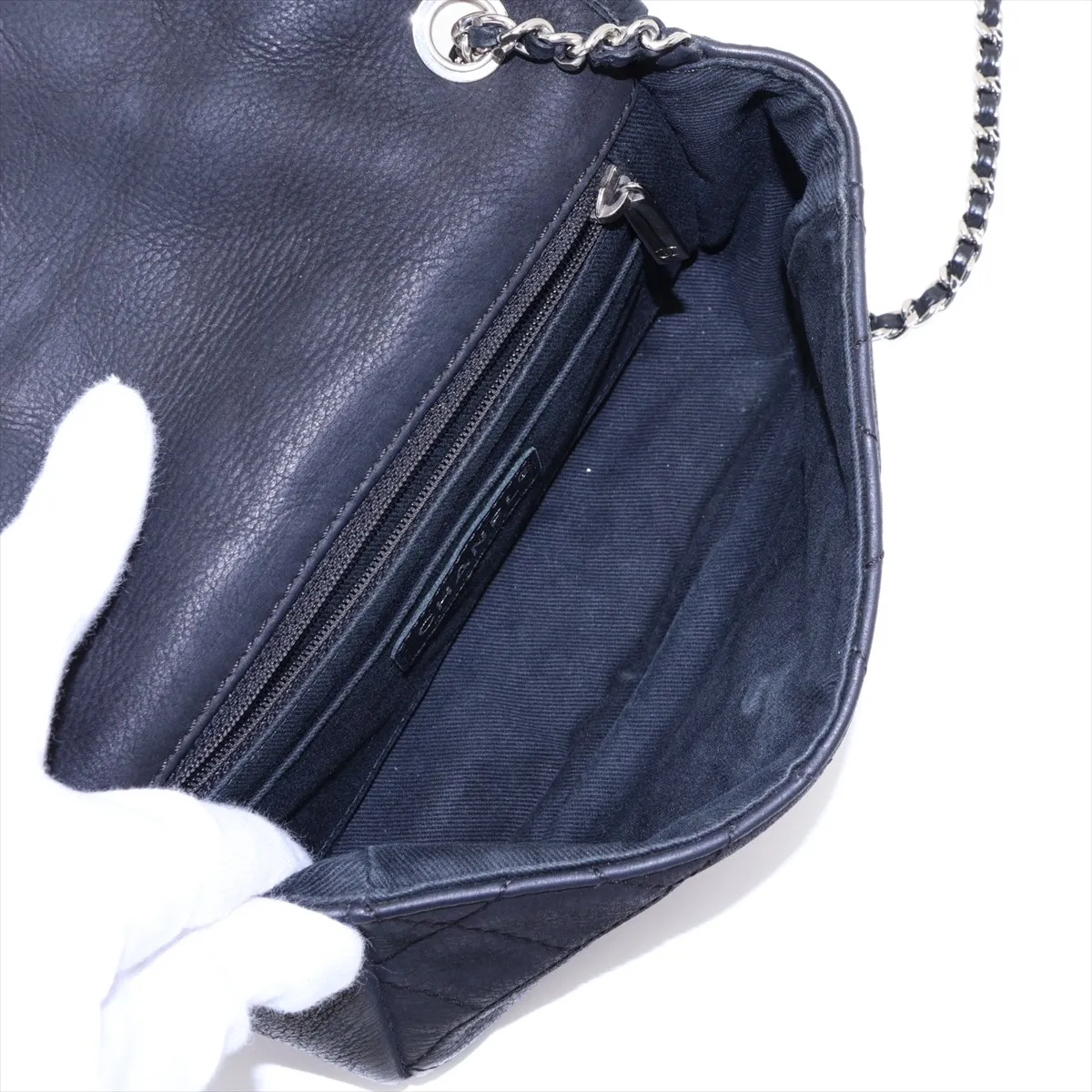 Matelassé Lambskin Chain Shoulder Bag, Black with Silver Hardware, 15992941 (Serial Number 15) — view 6