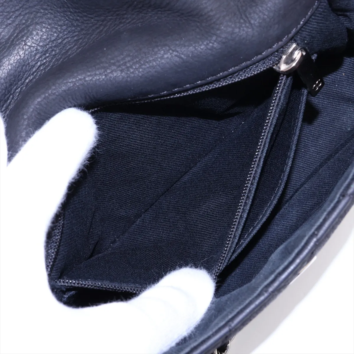 Matelassé Lambskin Chain Shoulder Bag, Black with Silver Hardware, 15992941 (Serial Number 15) — view 8