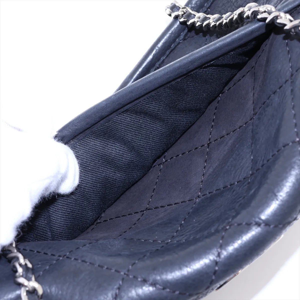 Matelassé Lambskin Chain Shoulder Bag, Black with Silver Hardware, 15992941 (Serial Number 15) — view 9