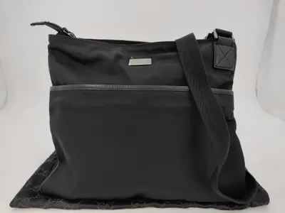Shoulder Bag, Nylon, Black, 141198