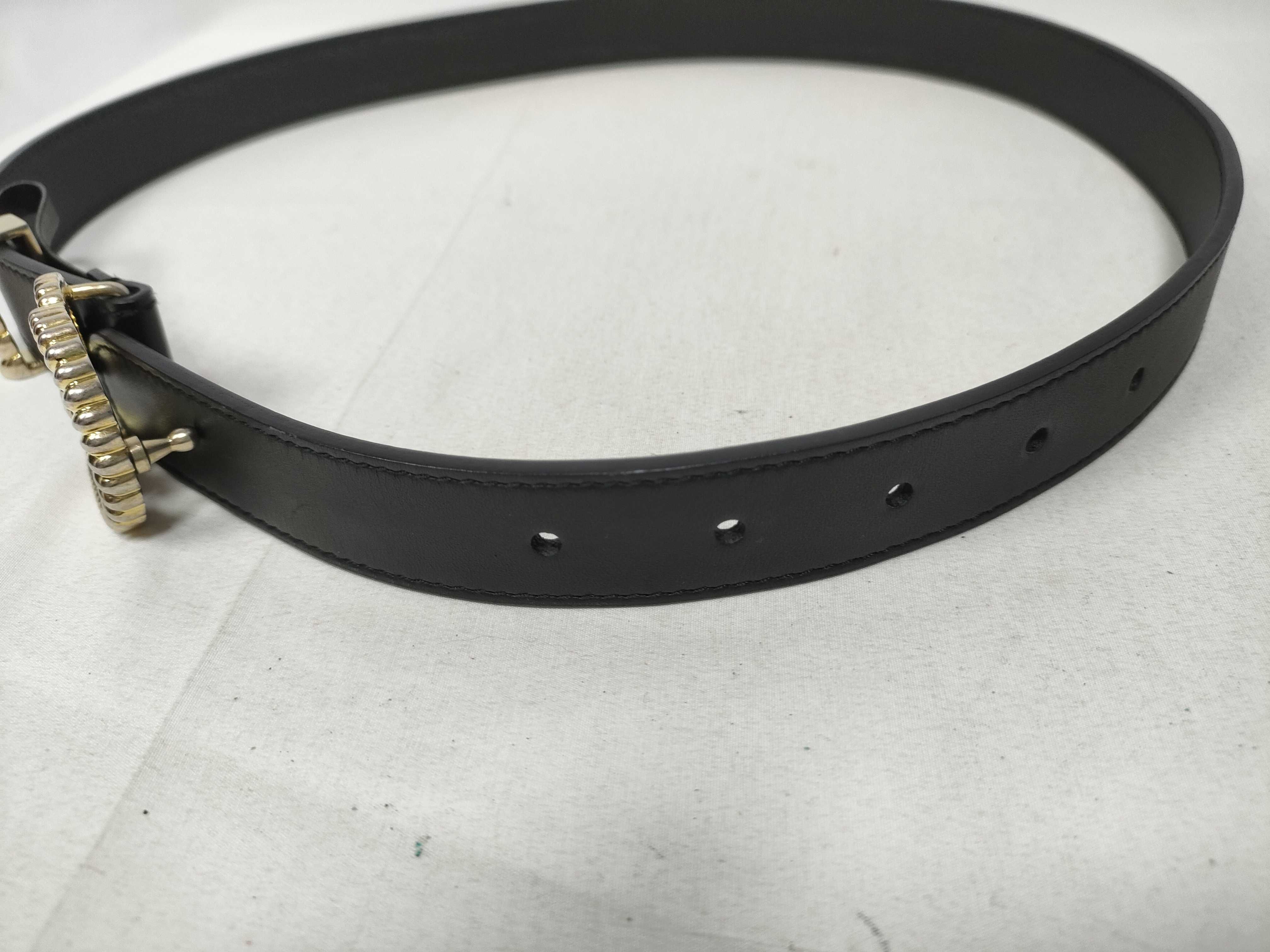 Belt 75 30 - 524103 Black x Gold Double G Leather Belt — view 4