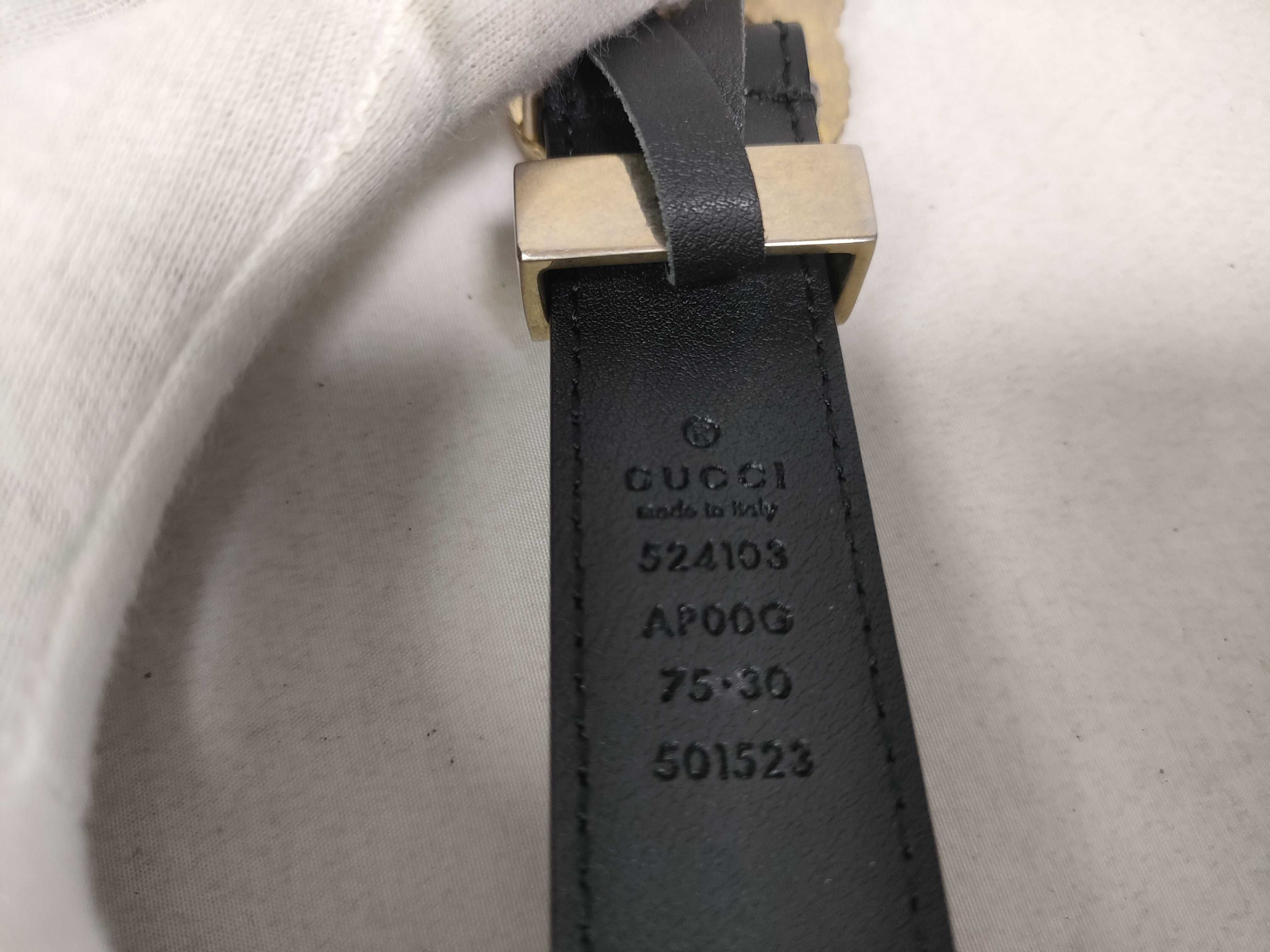 Belt 75 30 - 524103 Black x Gold Double G Leather Belt — view 5