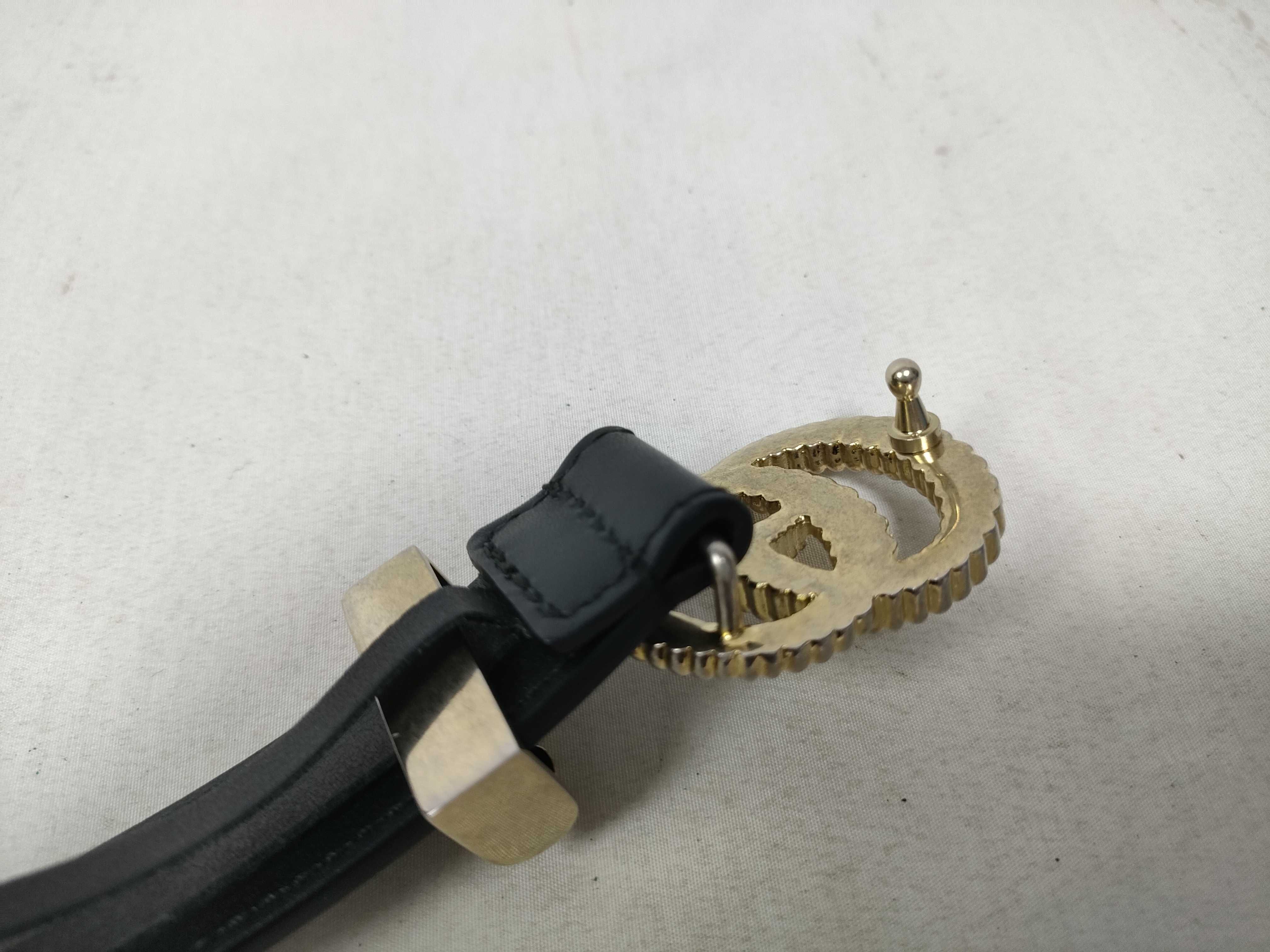Belt 75 30 - 524103 Black x Gold Double G Leather Belt — view 6