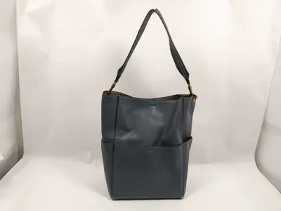 Sangle Bucket Leather Shoulder Bag Navy Shoulder Bag