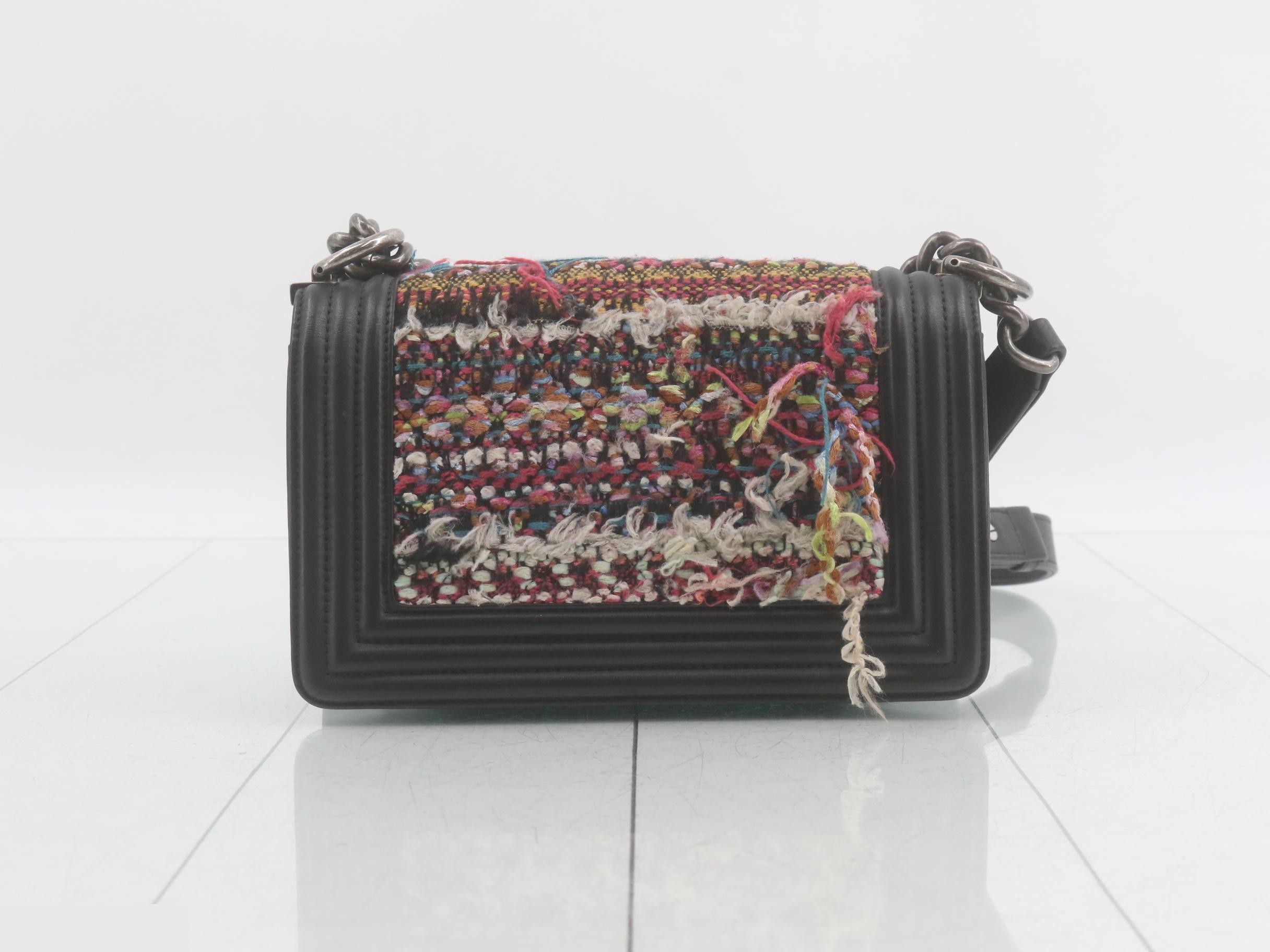 Boy Chanel Tweed Leather Chain Shoulder Bag — view 2