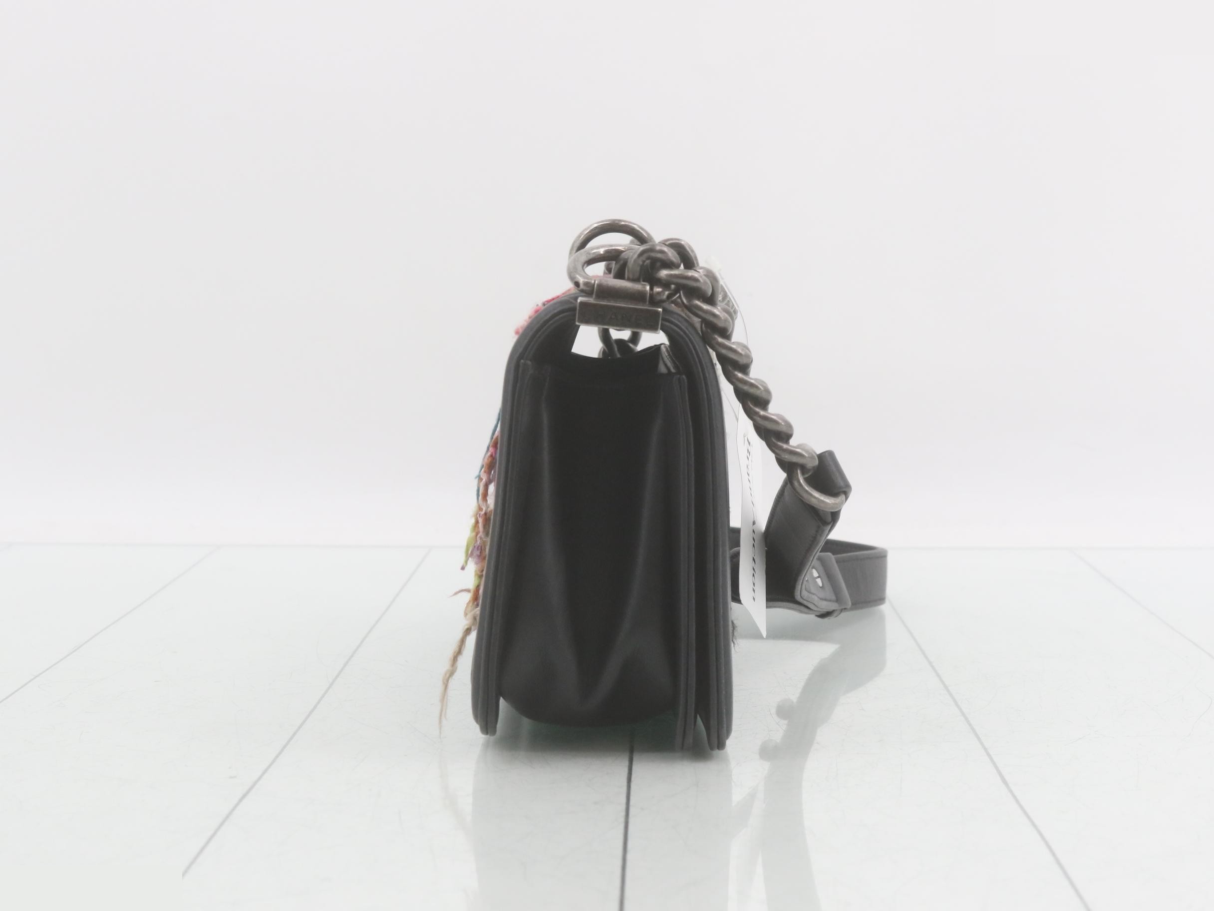Boy Chanel Tweed Leather Chain Shoulder Bag — view 4
