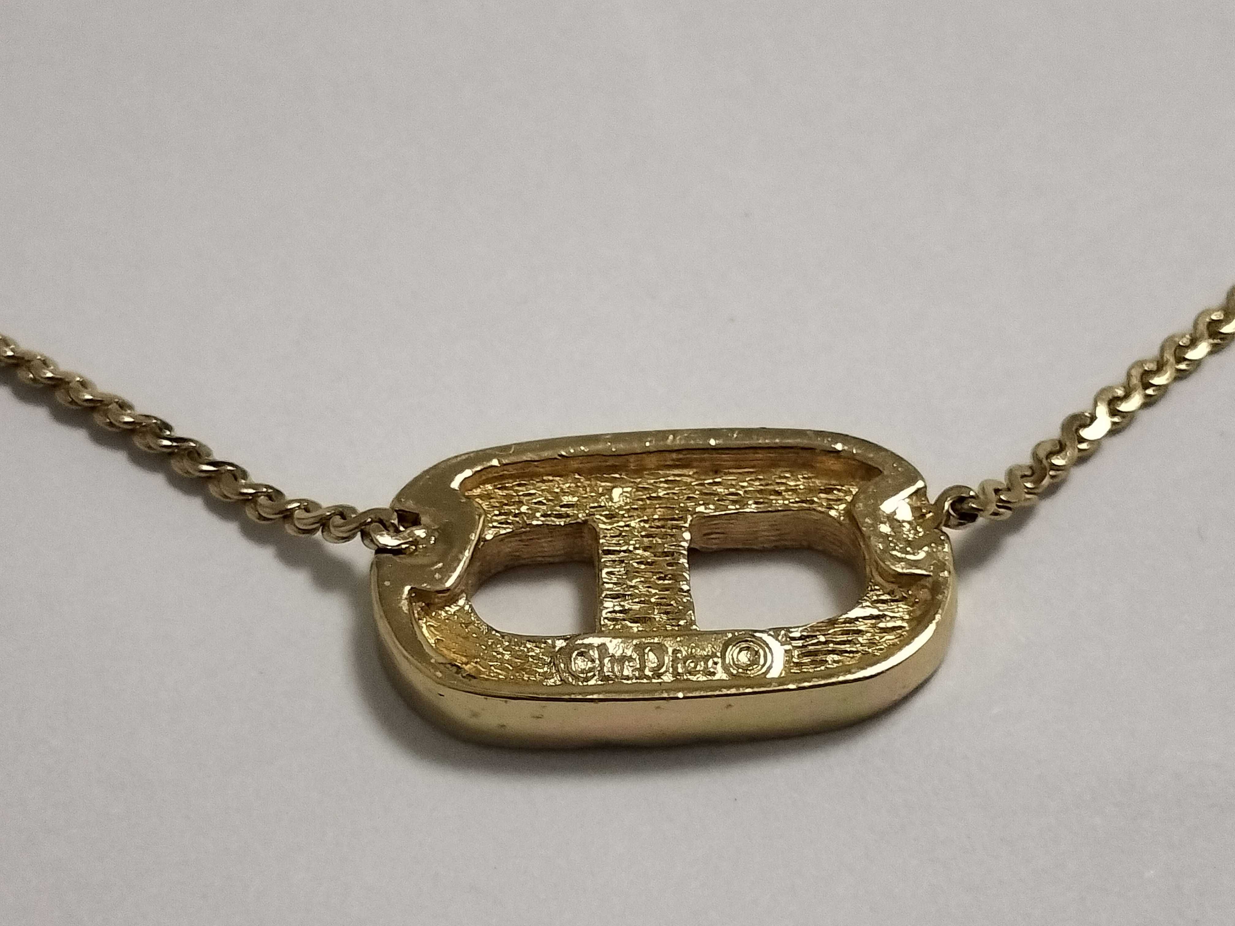 CD Logo Necklace with Rhinestones — view 2