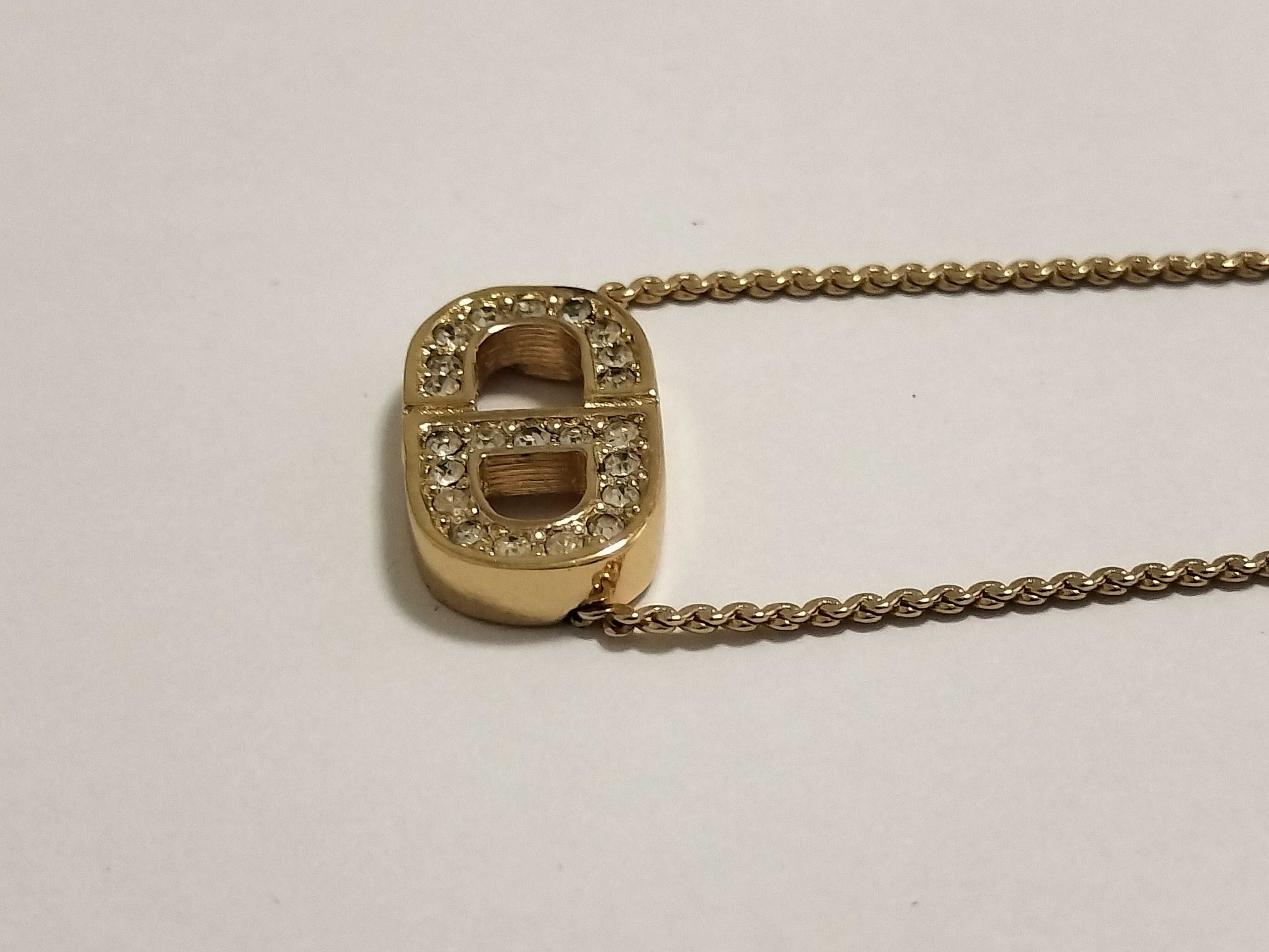 CD Logo Necklace with Rhinestones — view 3