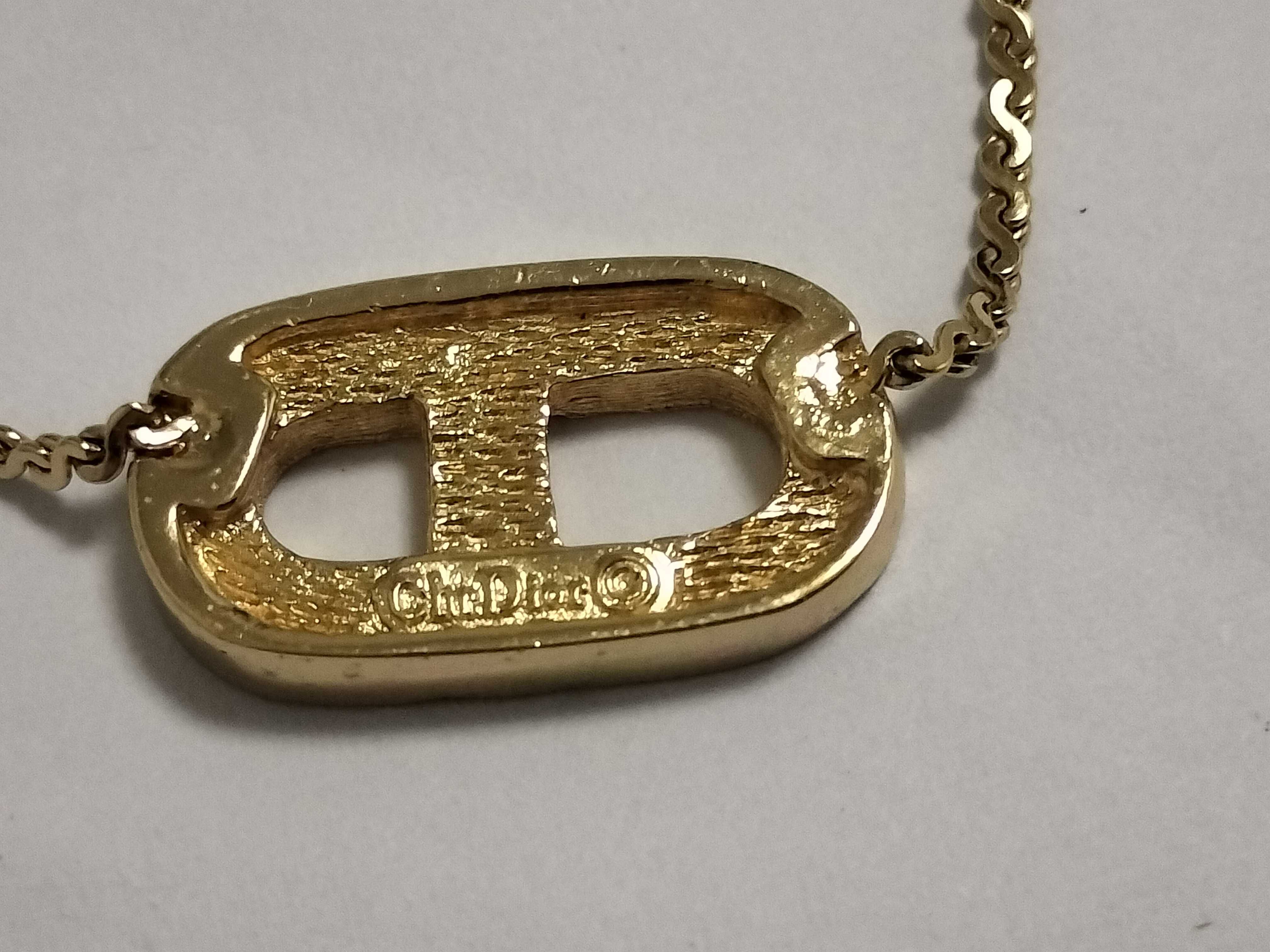 CD Logo Necklace with Rhinestones — view 4