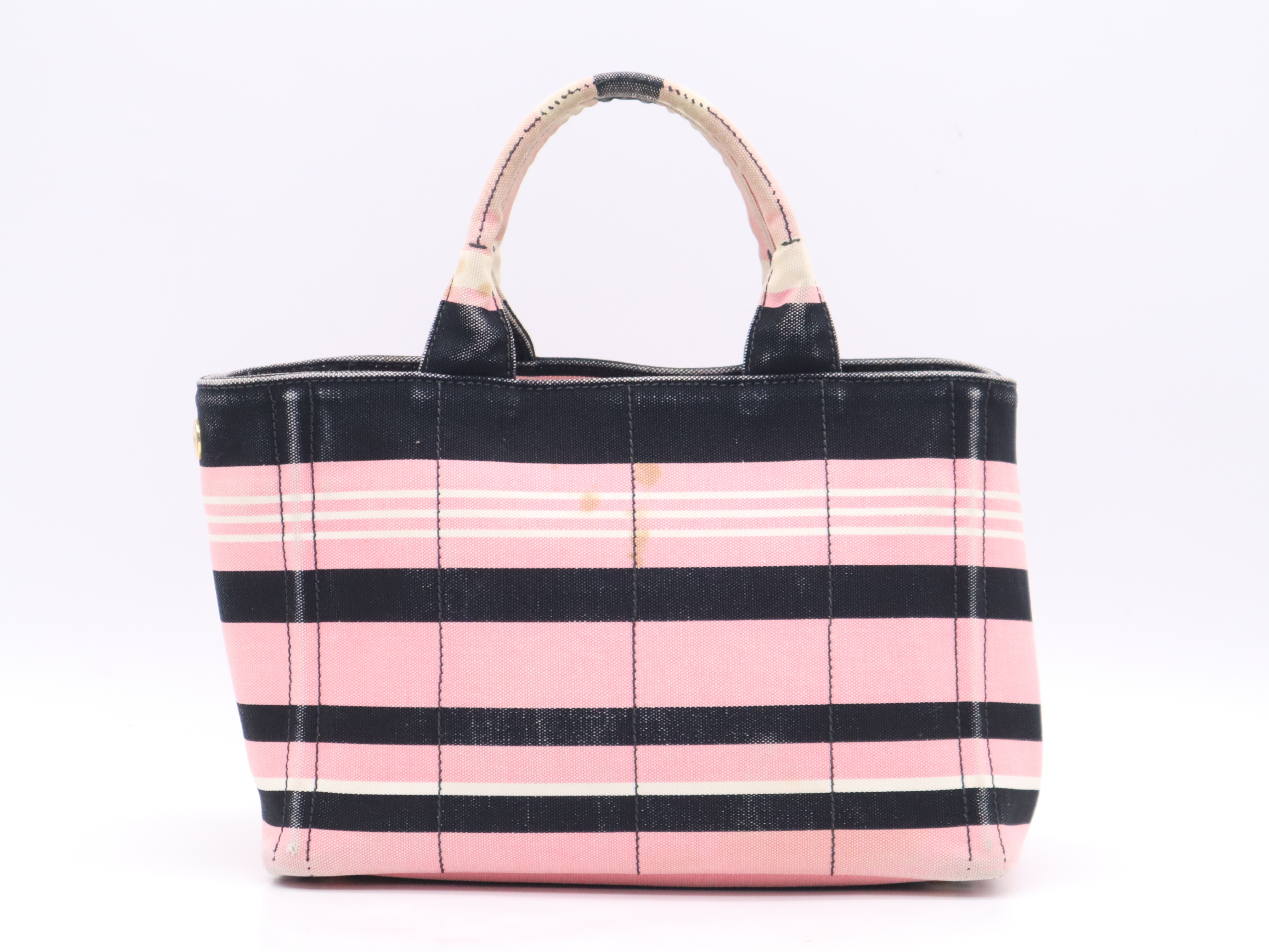 Denim Canapa Mini Tote Bag in Pink with Gold Hardware and Shoulder Strap — view 2