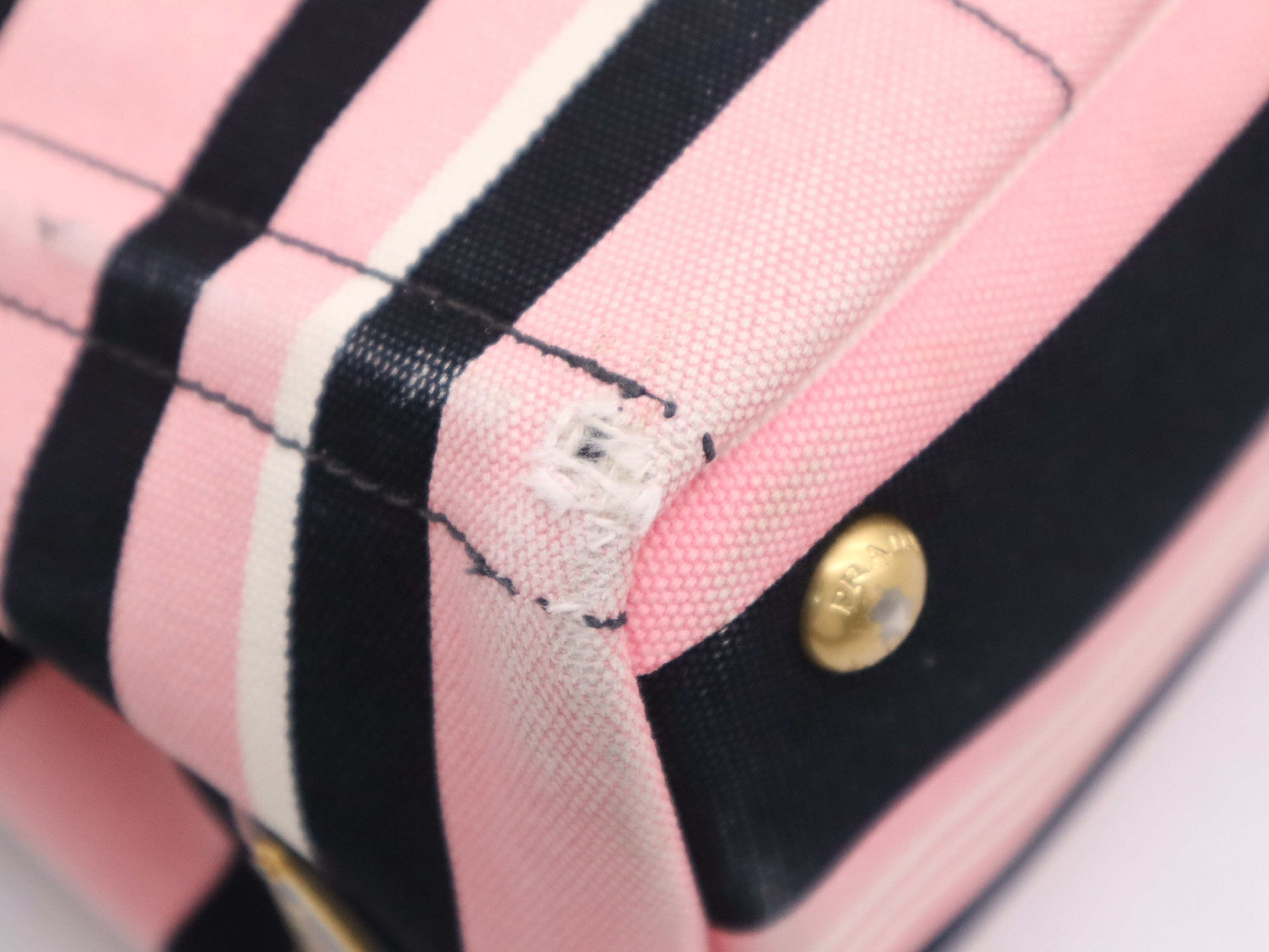 Denim Canapa Mini Tote Bag in Pink with Gold Hardware and Shoulder Strap — view 11