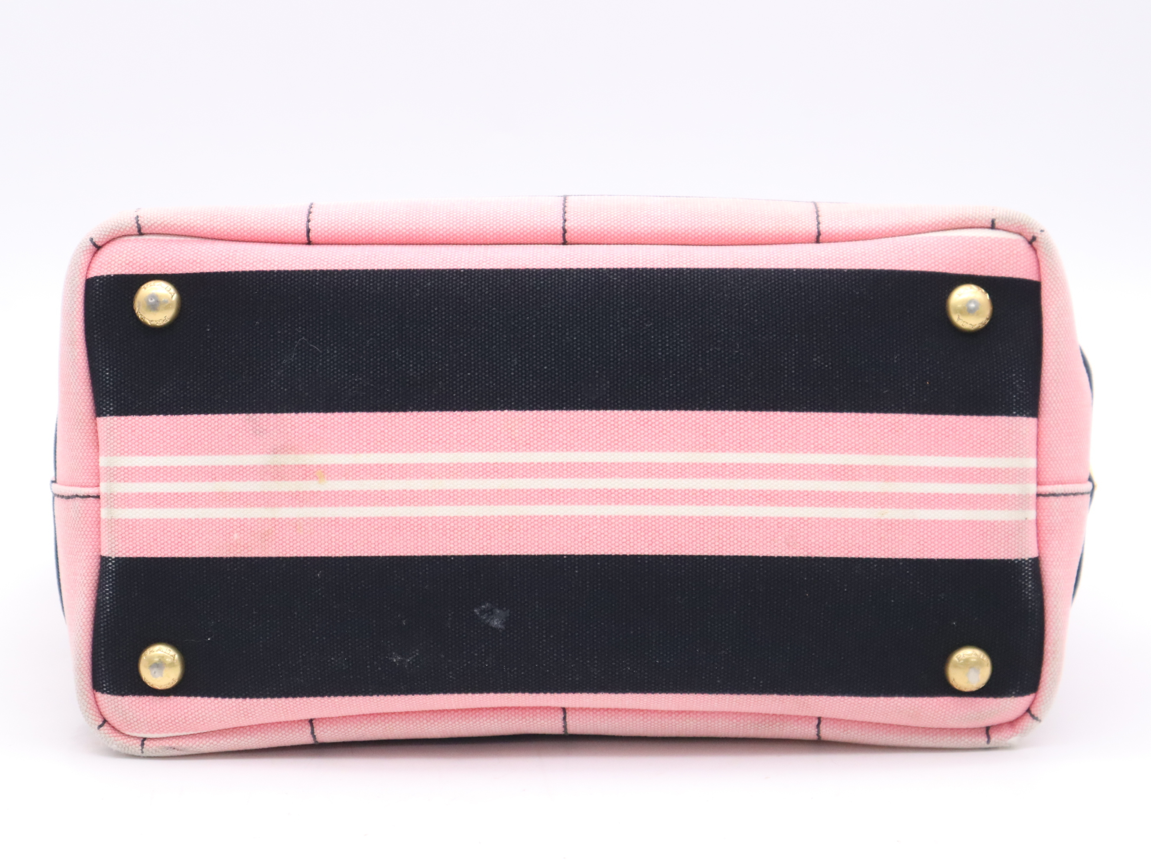 Denim Canapa Mini Tote Bag in Pink with Gold Hardware and Shoulder Strap — view 4
